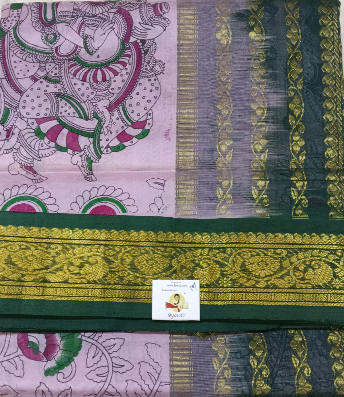 Pure silk cotton -Korvai Printed 10yards madisar