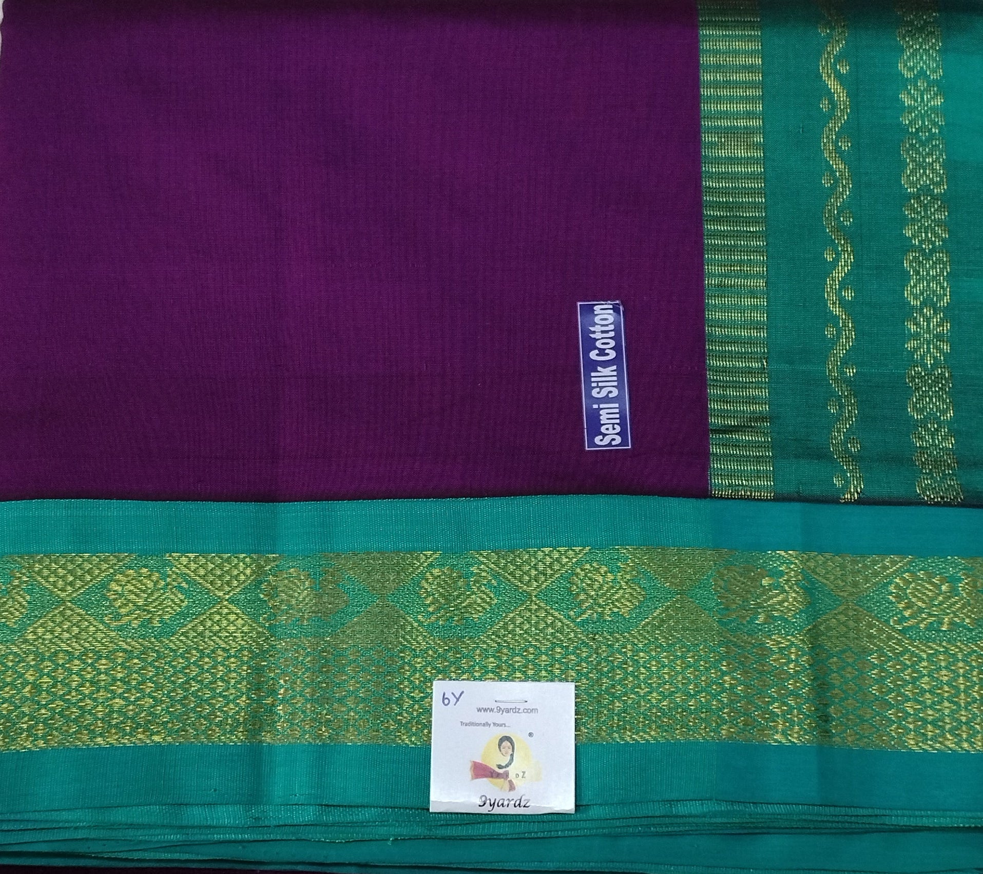 Semi silk Plain Korvai 6Yards