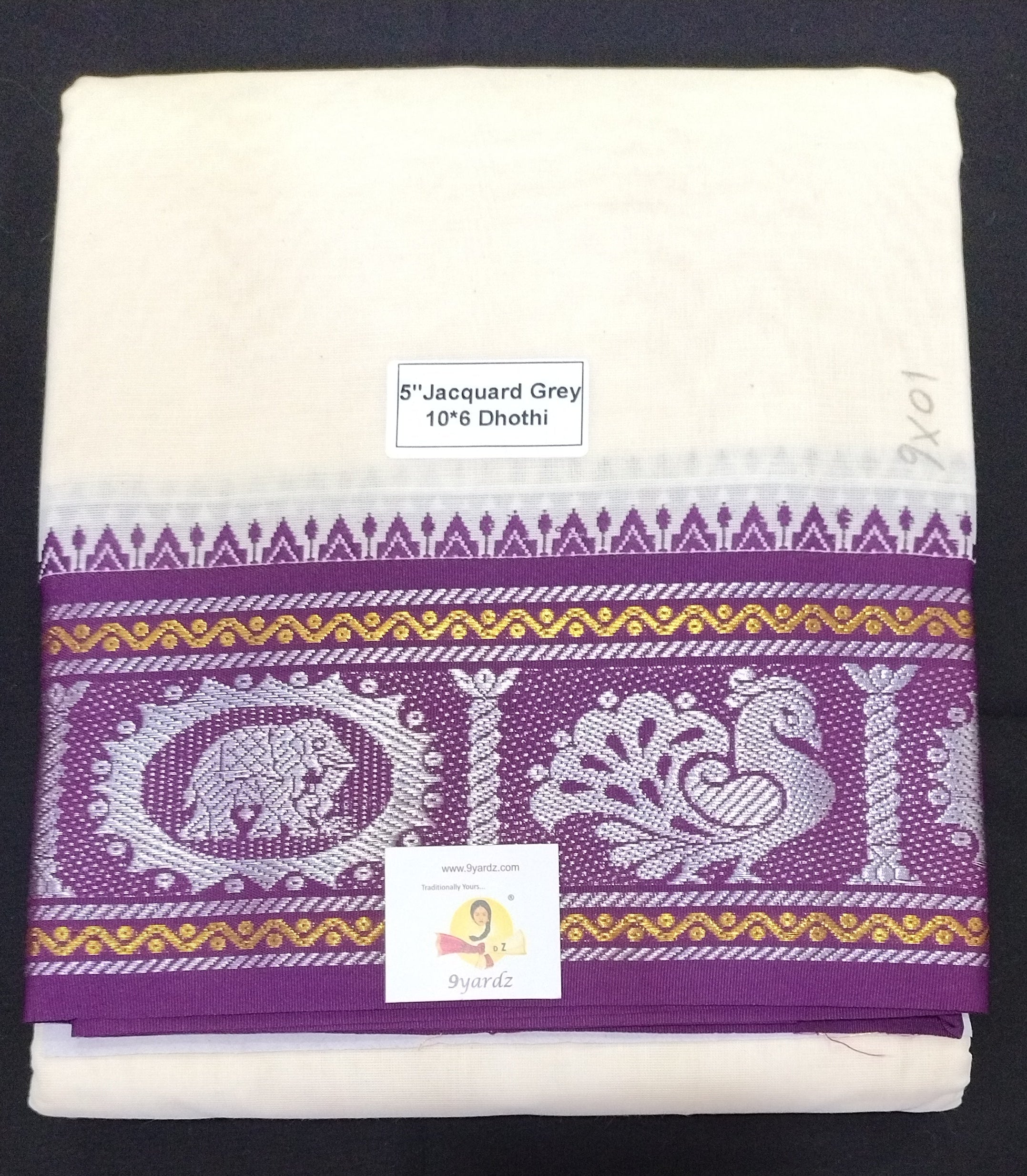 Cotton Unbleached Jacquard dhoti 10*6
