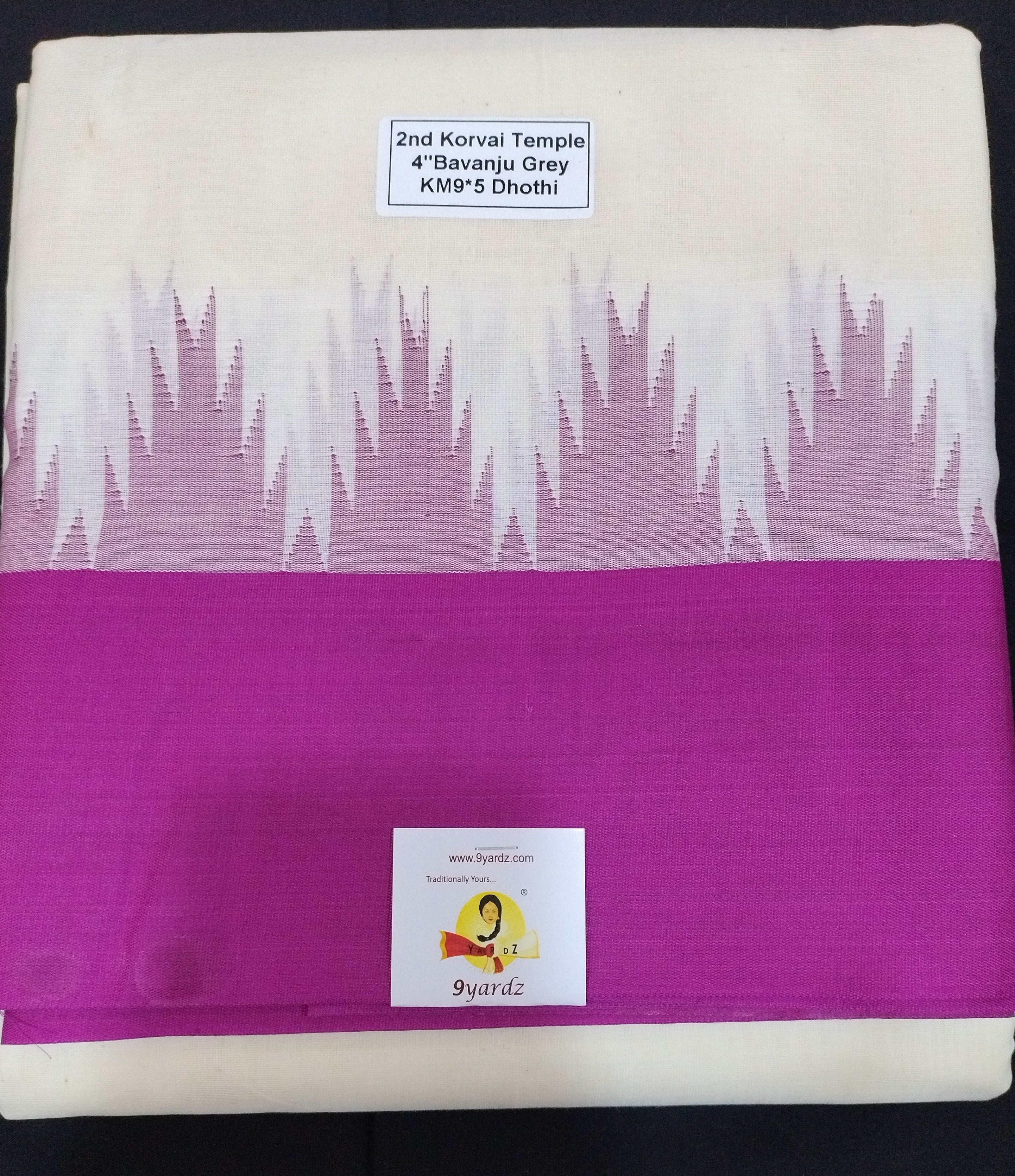 Pure cotton Muhurtham KM Temple dhoti 9*5