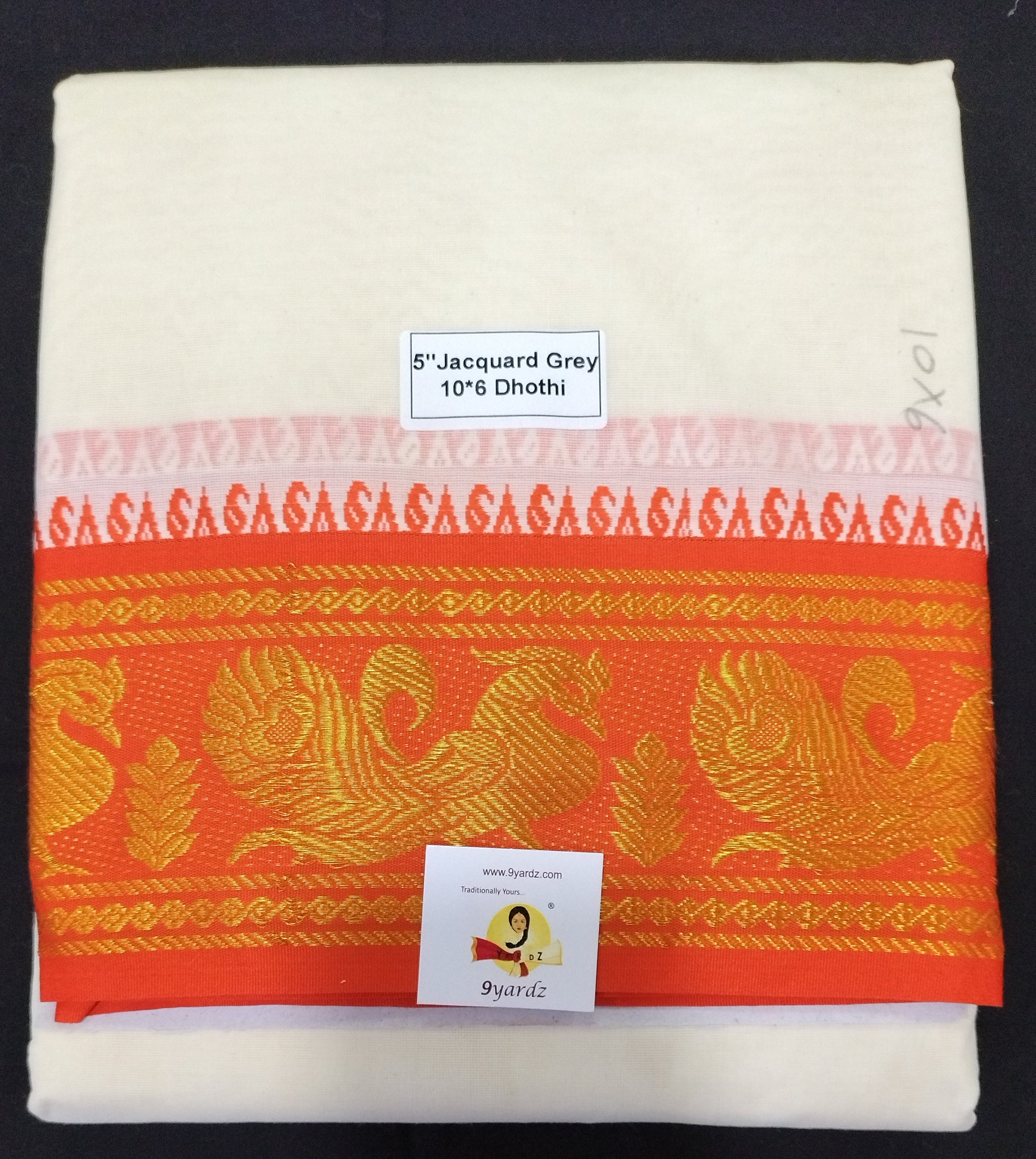 Cotton Unbleached Jacquard dhoti 10*6