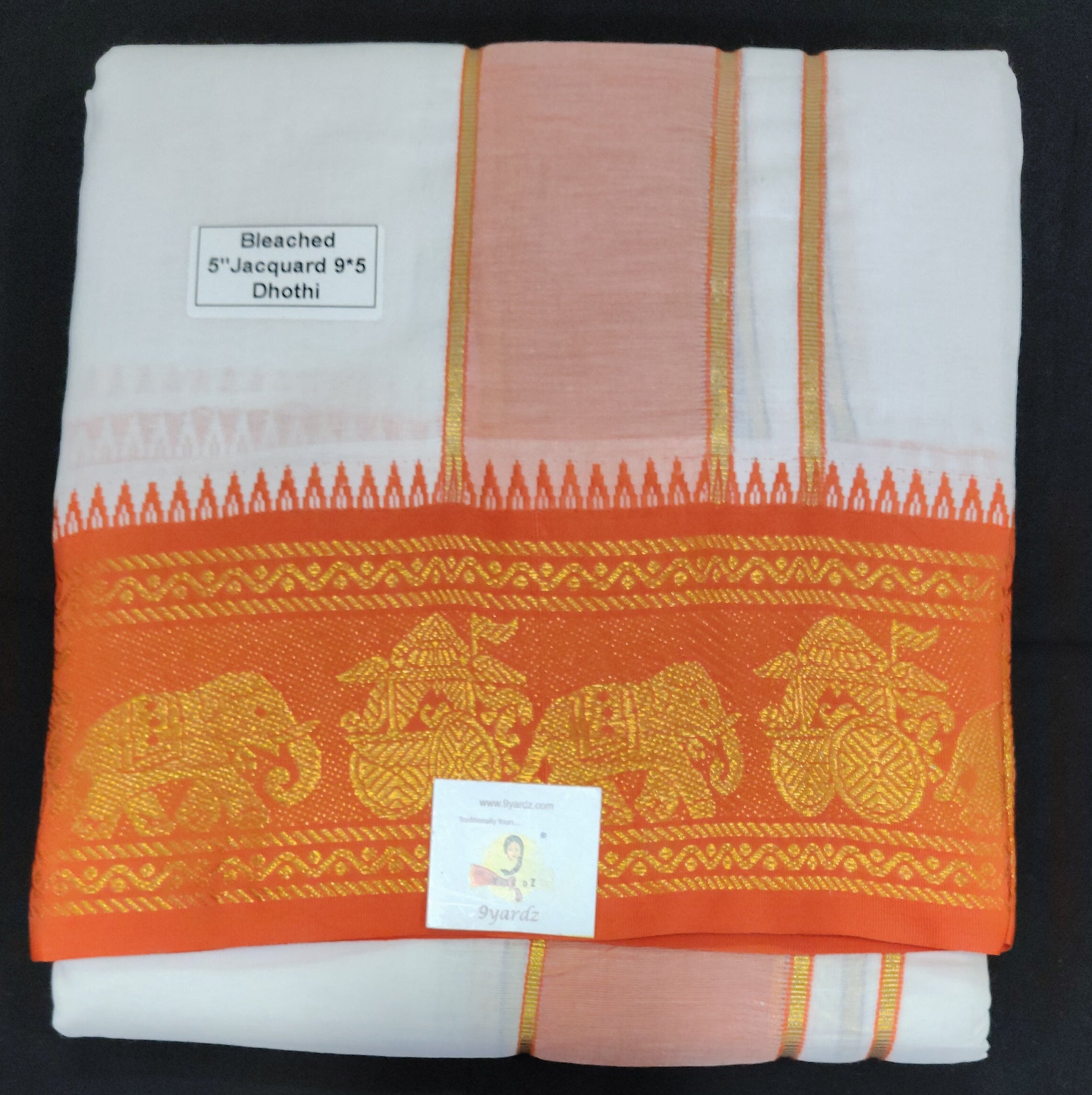 Cotton Dhothi Bleached Jacquard 9*5