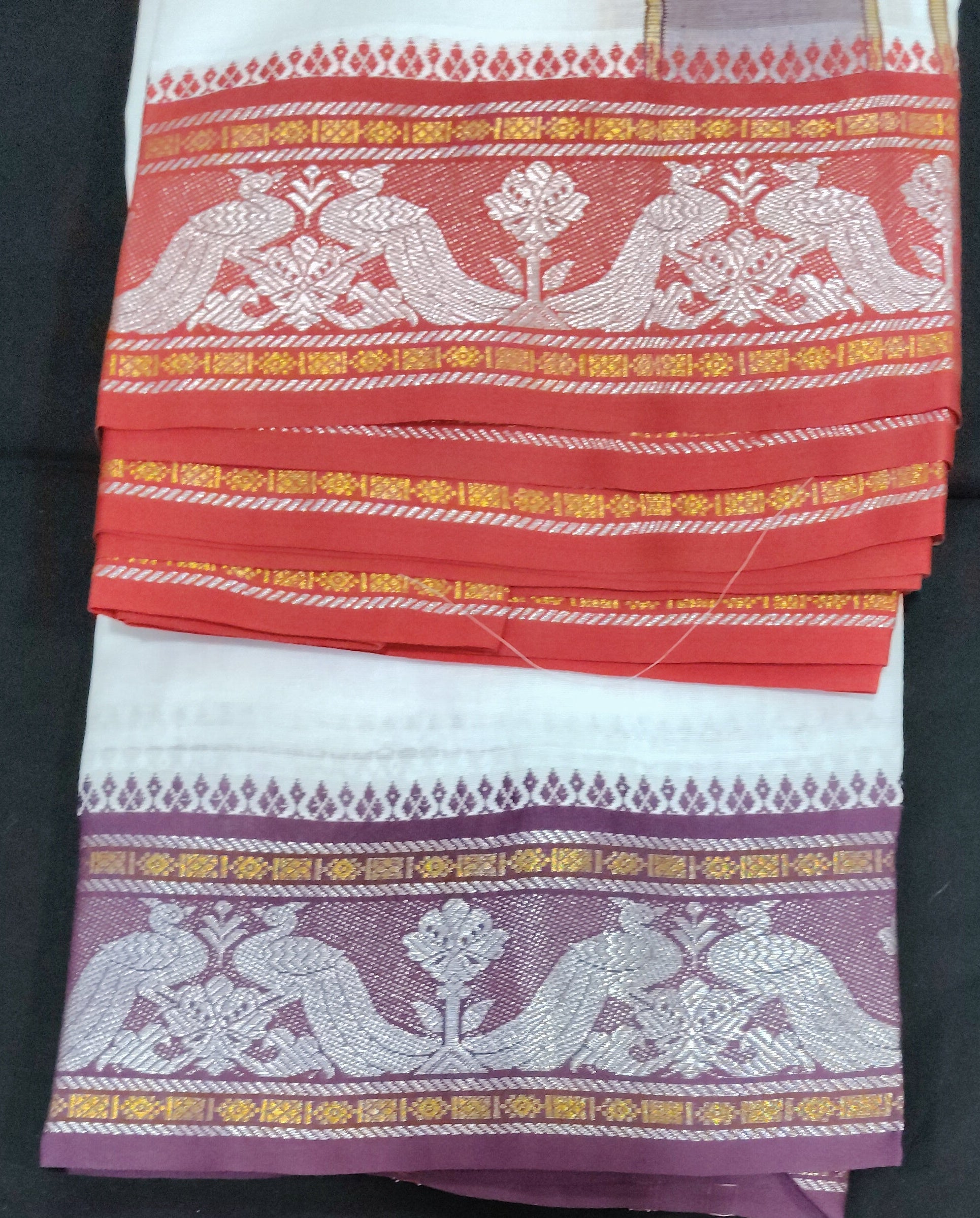 Cotton Dhothi Bleached Jacquard 9*5