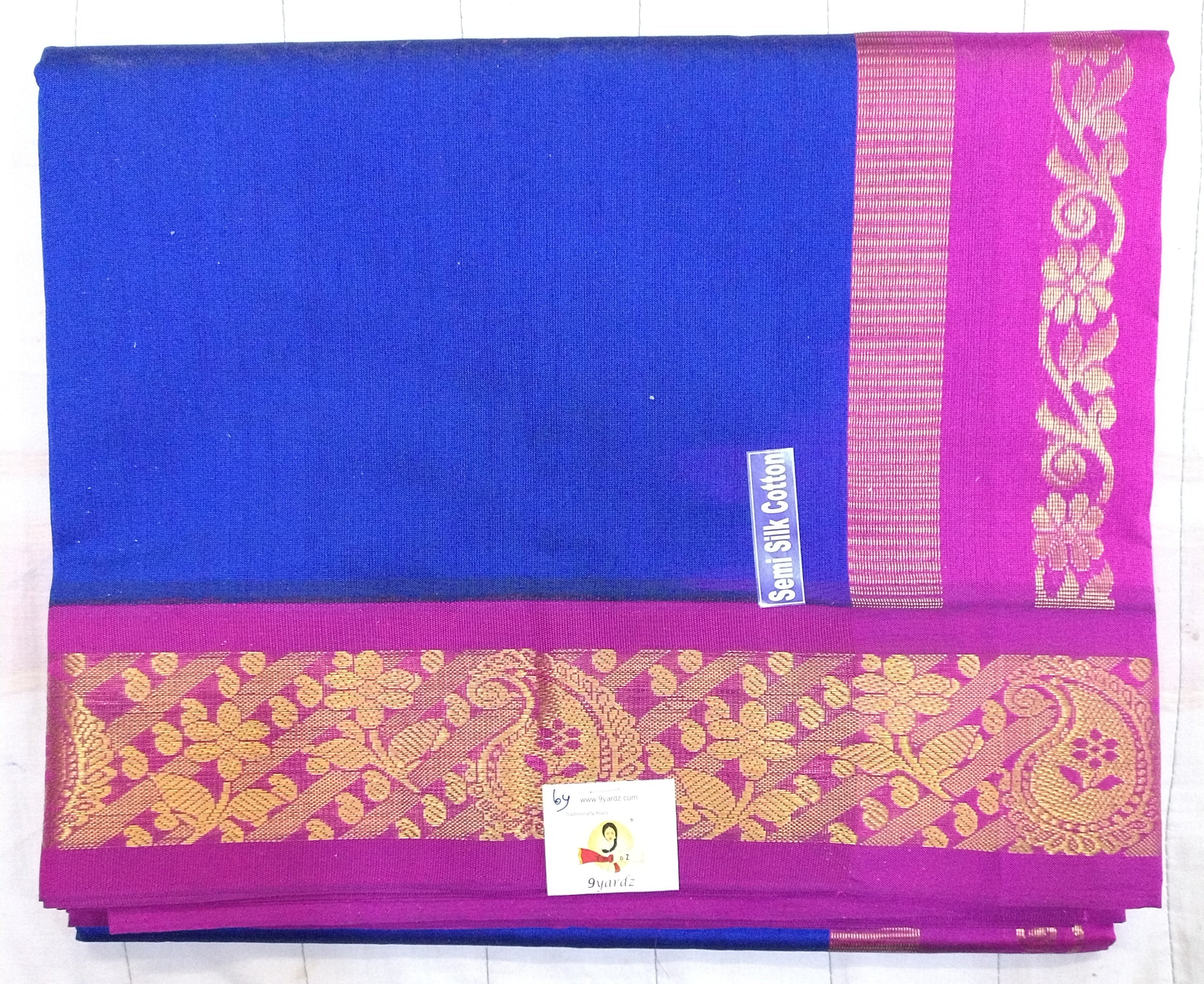 Semi silk Plain Korvai 6Yards