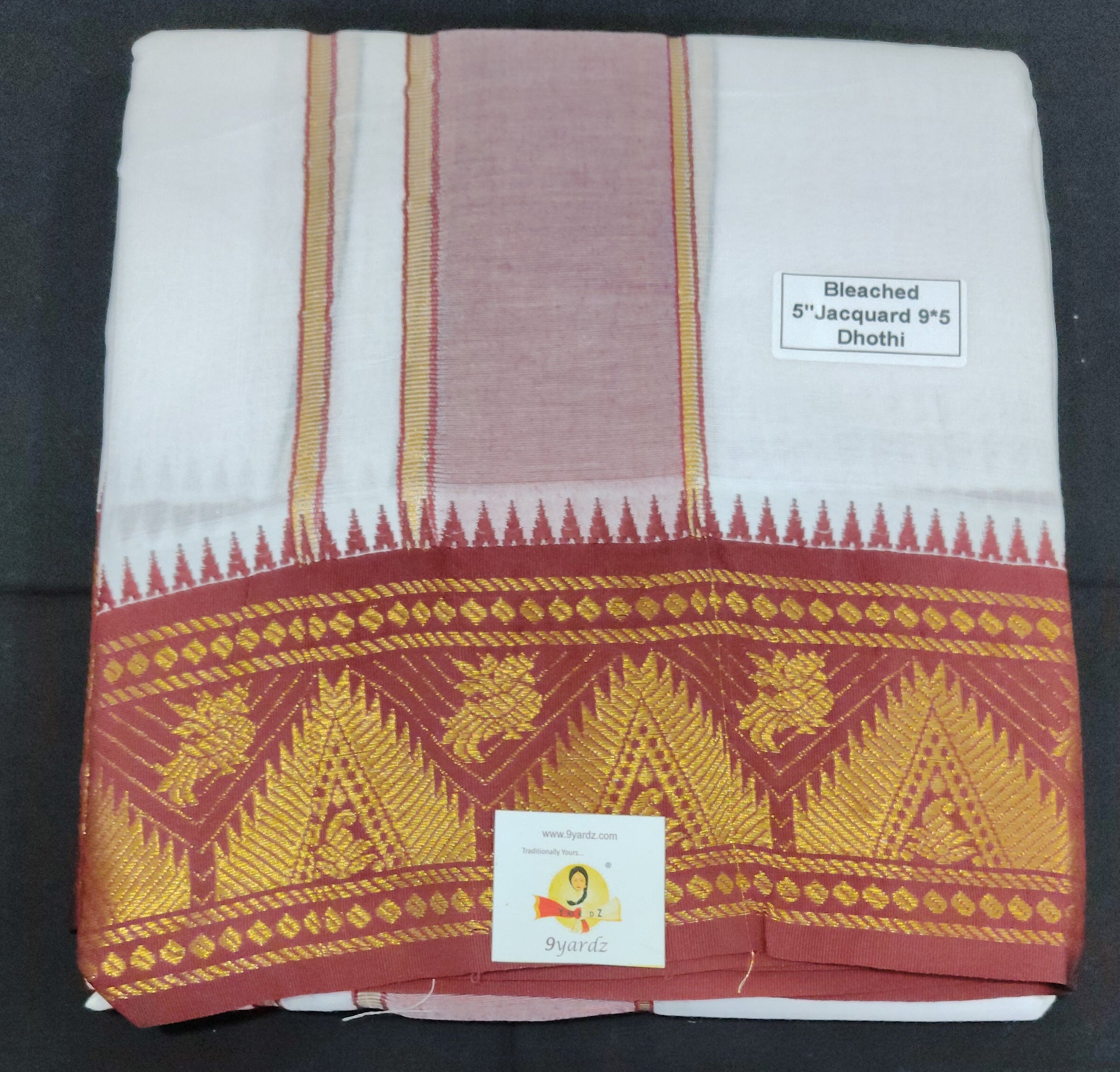 Cotton Dhothi Bleached Jacquard 9*5