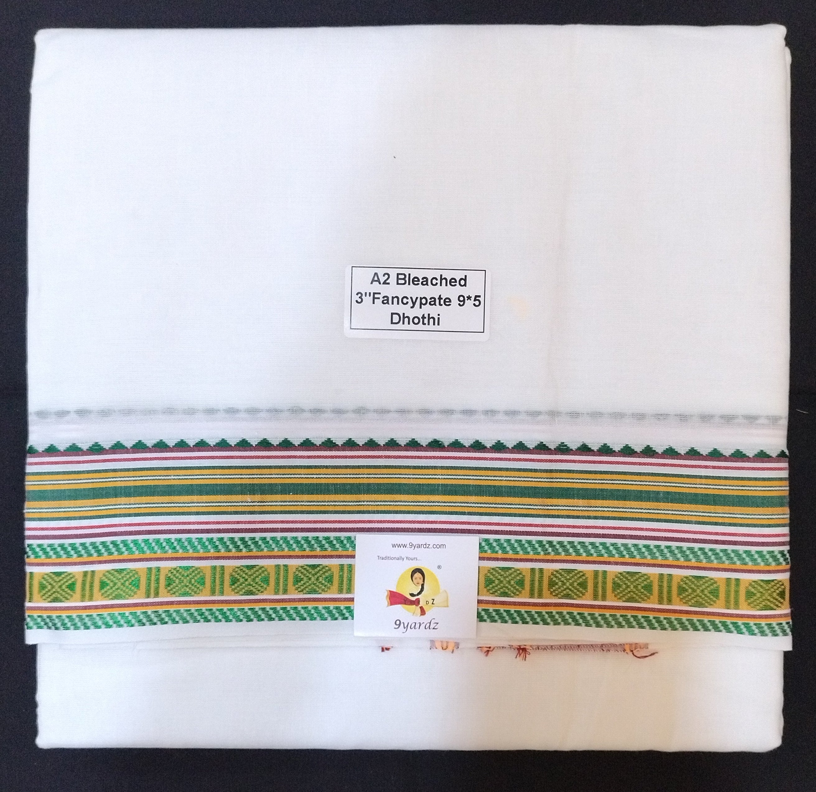 Cotton Dhothi bleached 9*5