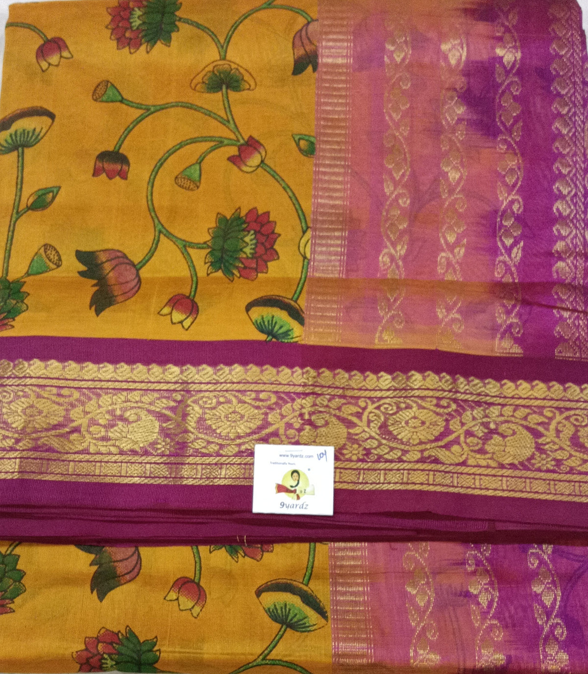 Pure silk cotton -Korvai Printed 10yards madisar
