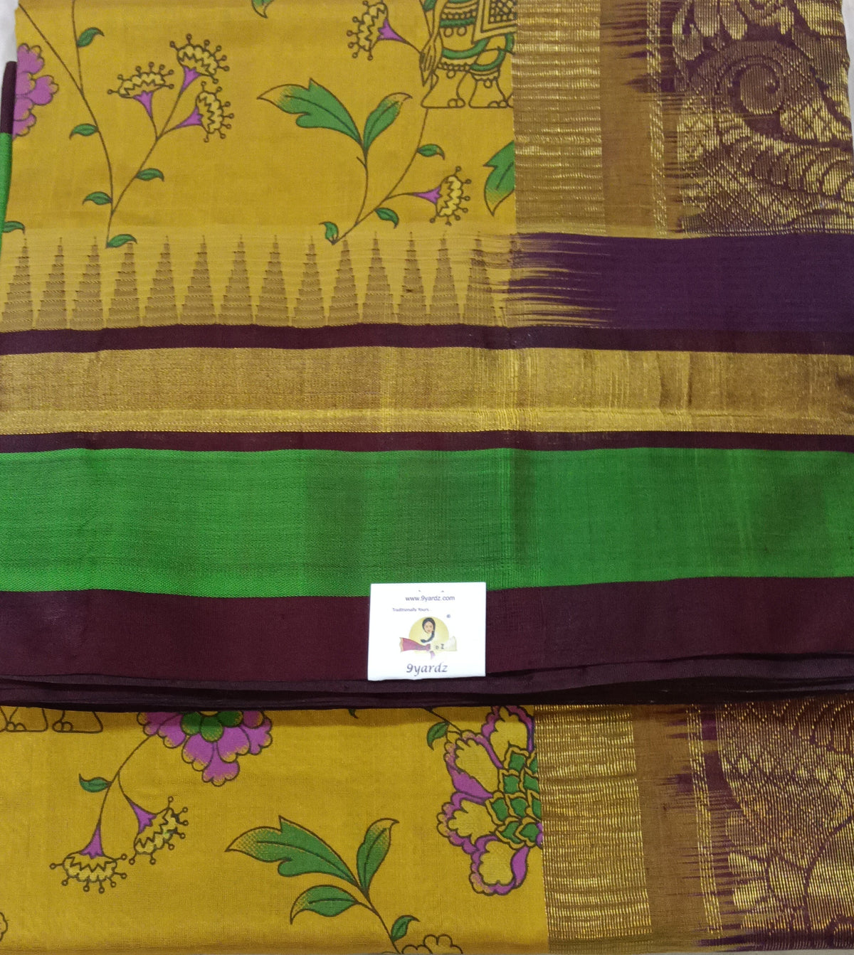 Pure silk cotton -Korvai Printed 10yards madisar