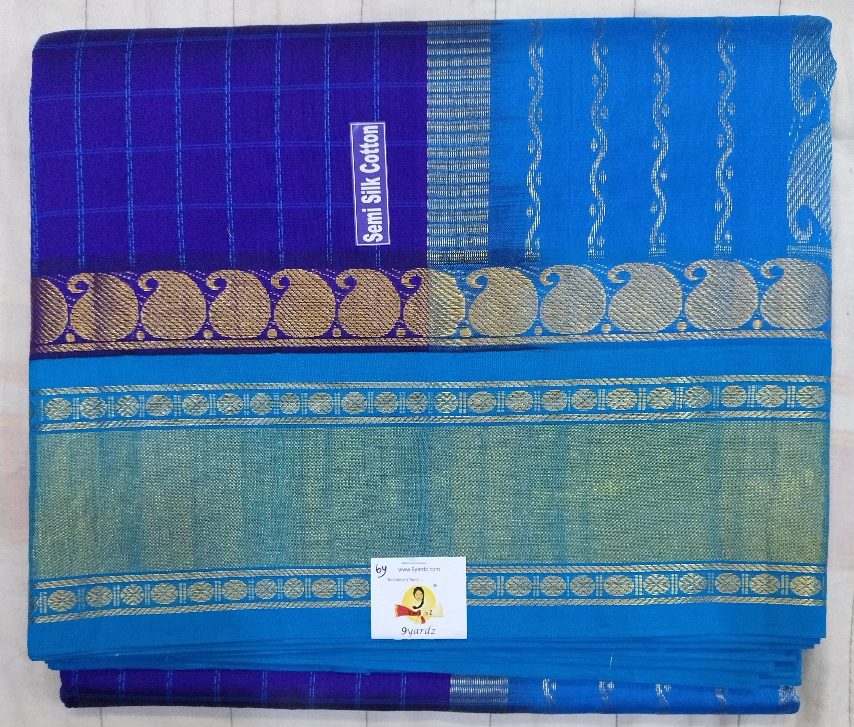 Semi silk Plain Korvai 6Yards