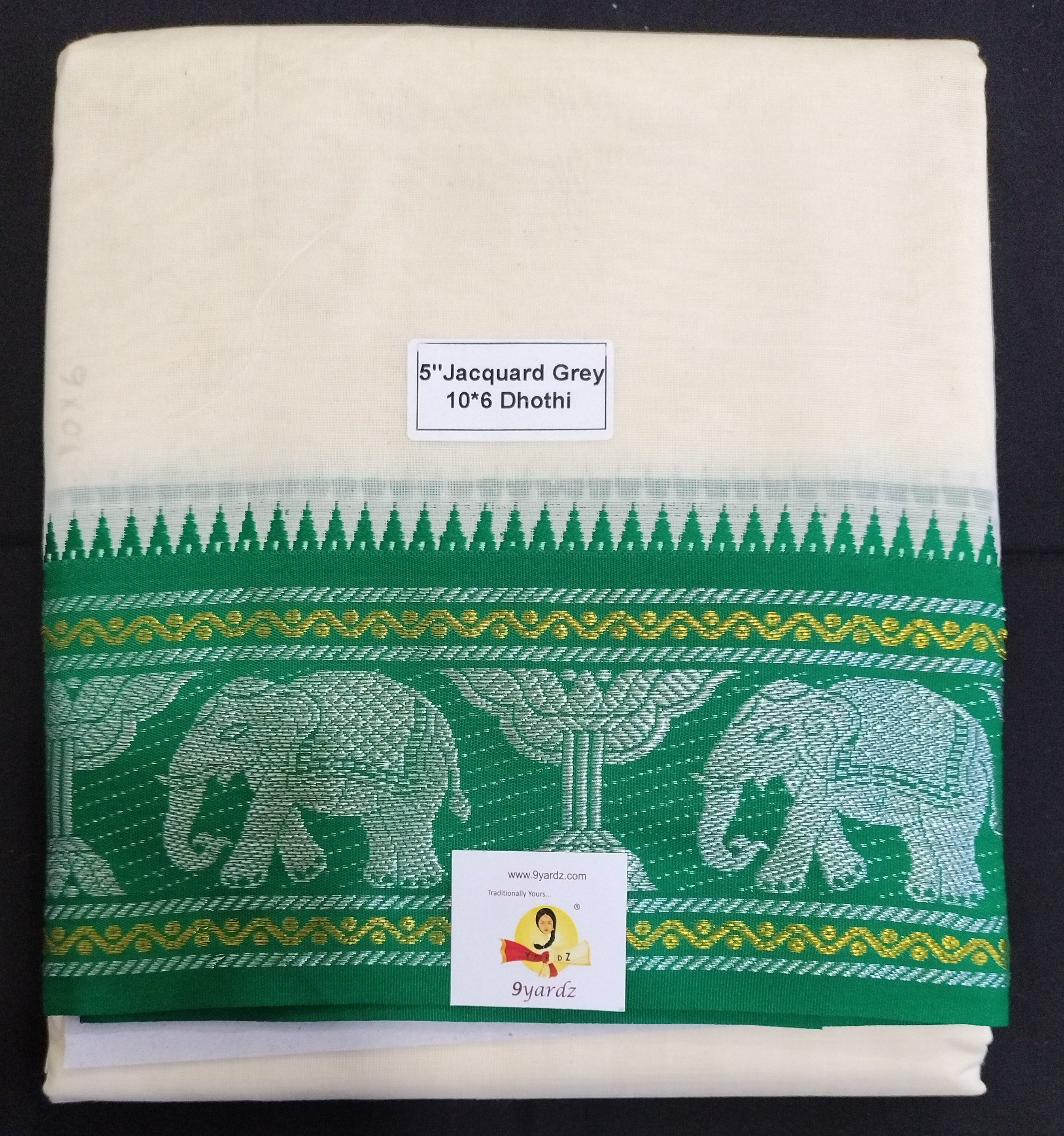 Cotton Unbleached Jacquard dhoti 10*6