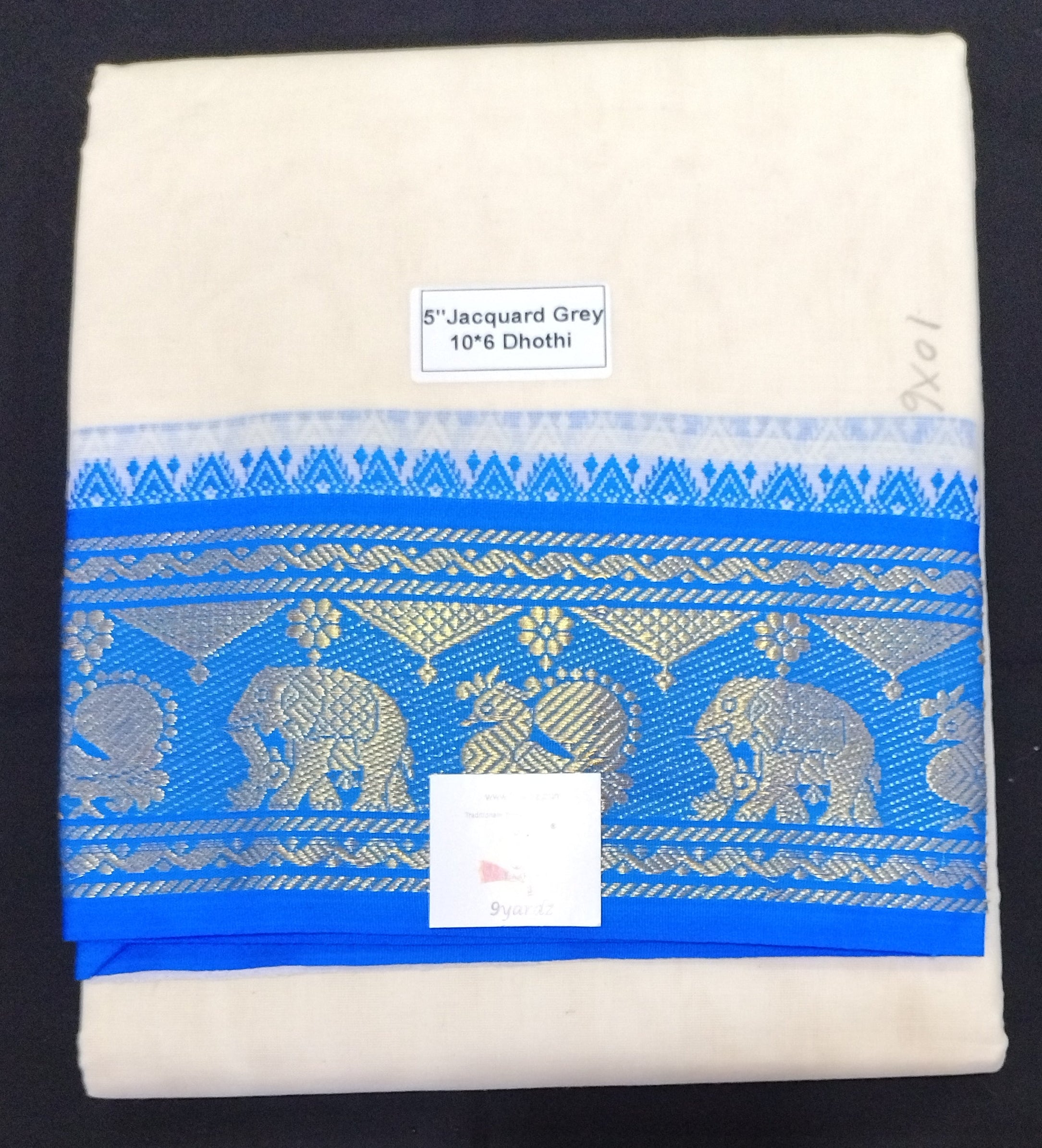 Cotton Unbleached Jacquard dhoti 10*6
