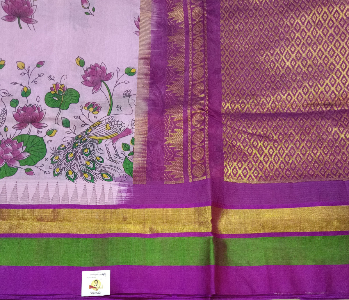 Pure silk cotton -Korvai Printed 10yards madisar