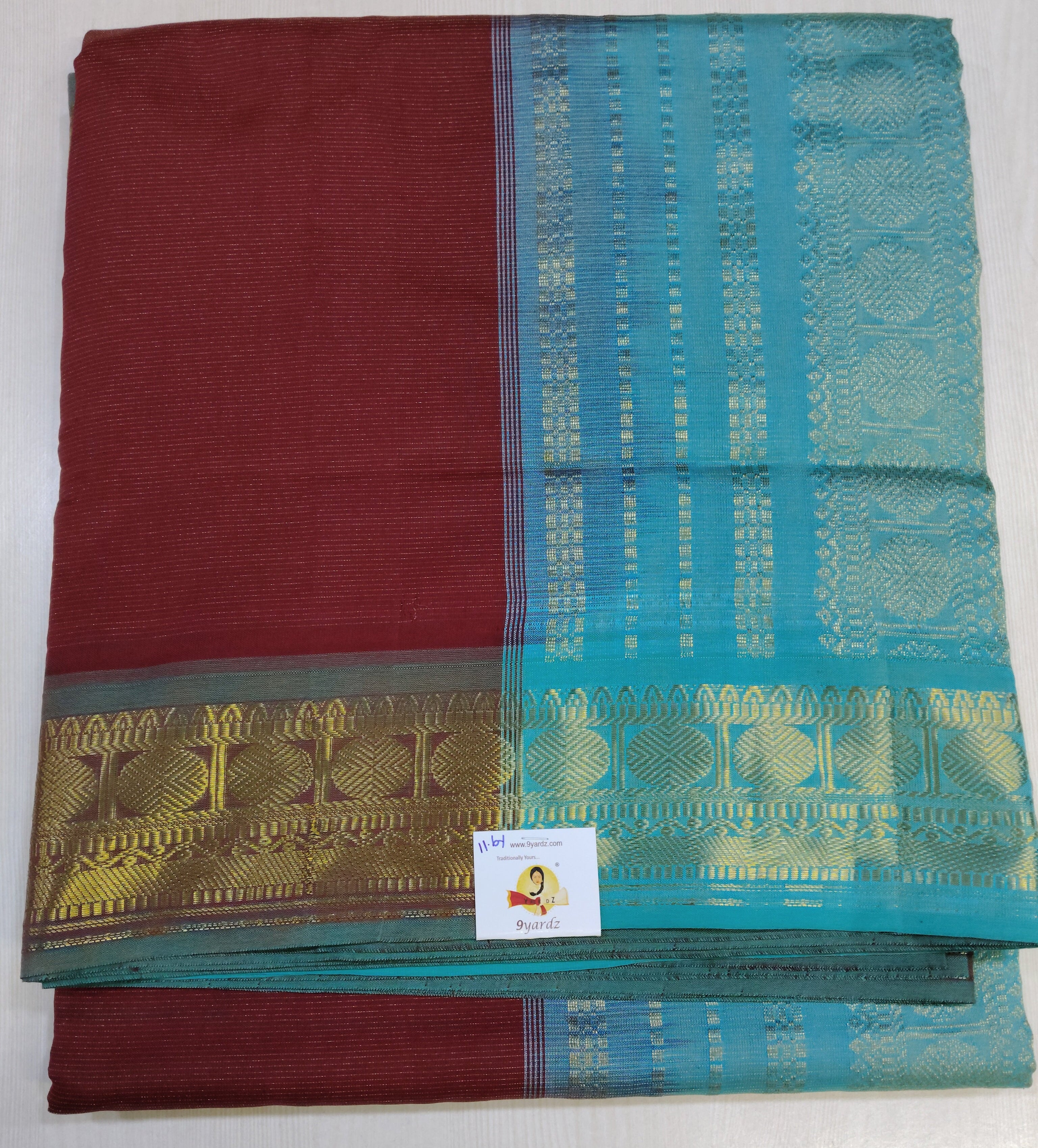 Semi Silk cotton Vairavoosi 11.6yardz