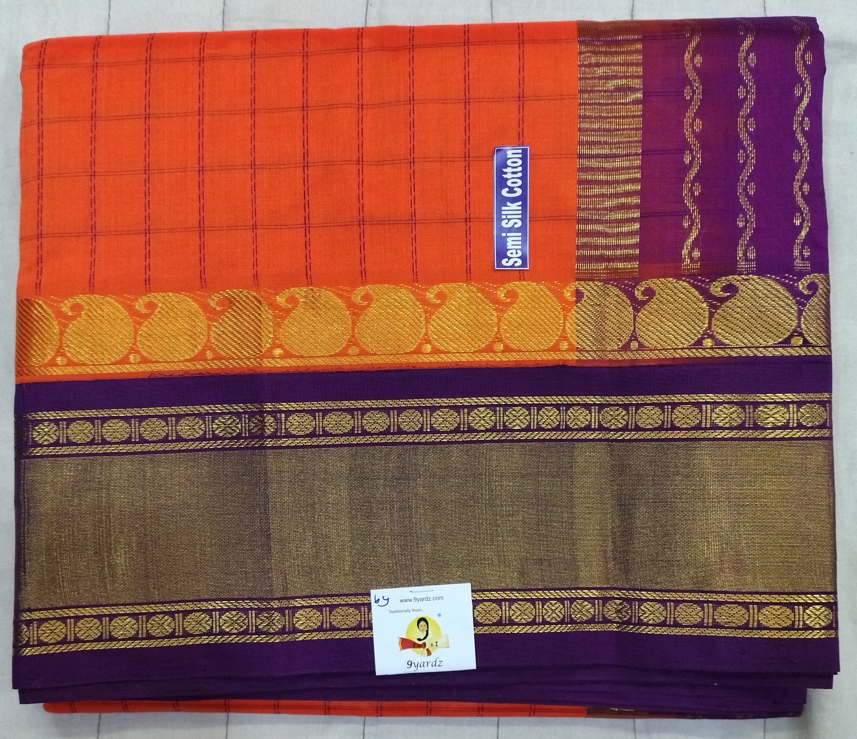 Semi silk Plain Korvai 6Yards