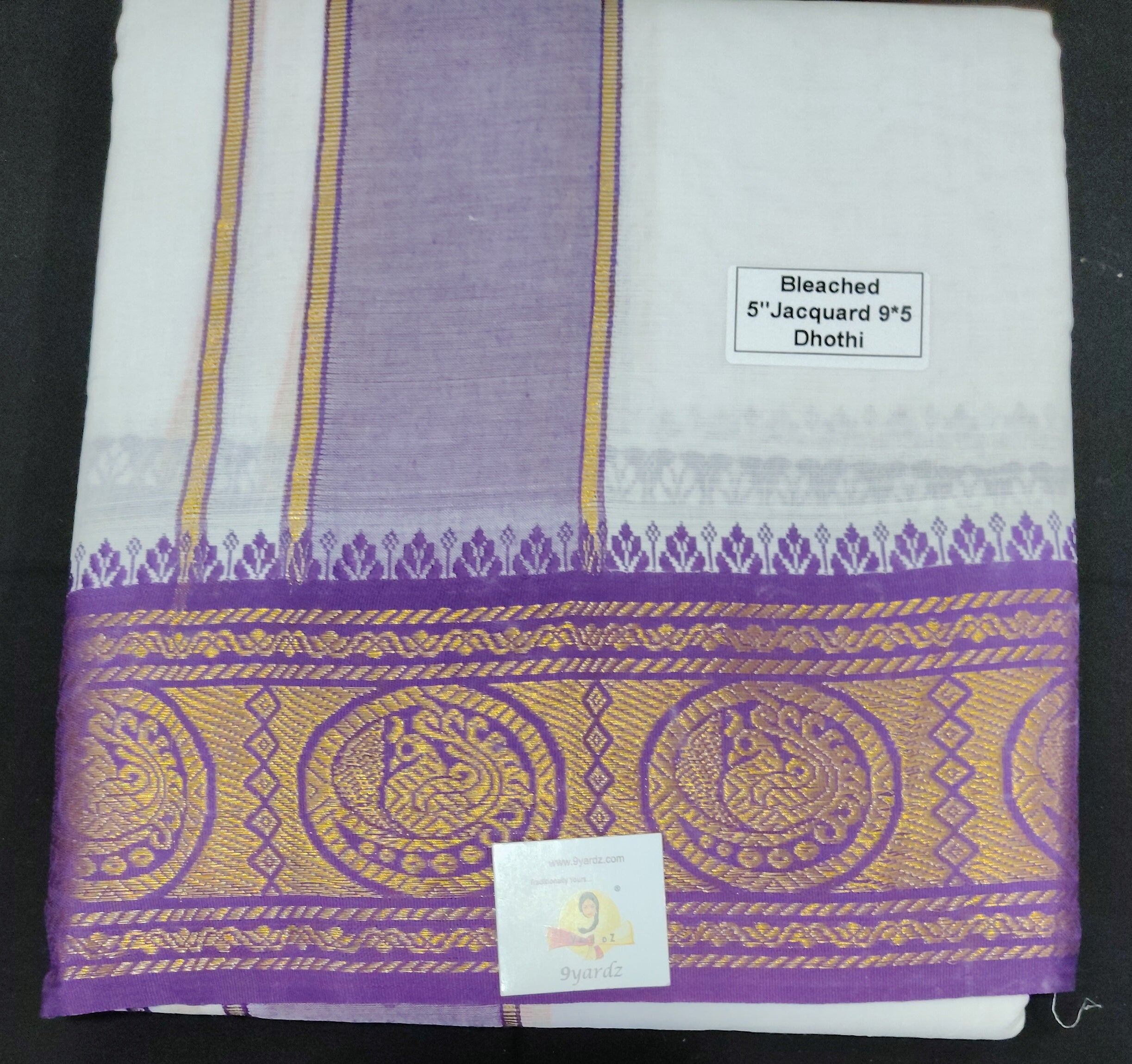 Cotton Dhothi Bleached Jacquard 9*5
