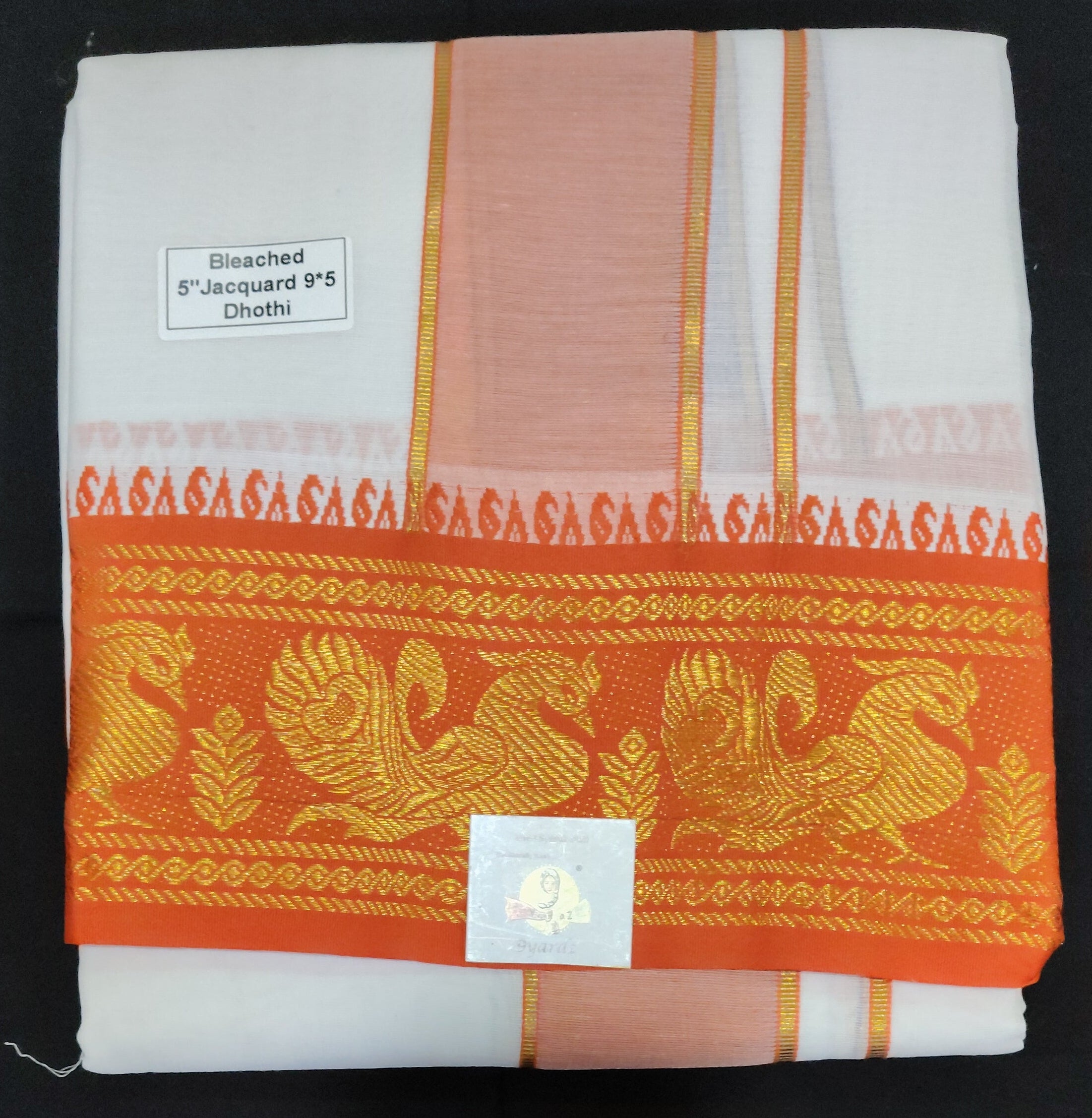 Cotton Dhothi Bleached Jacquard 9*5