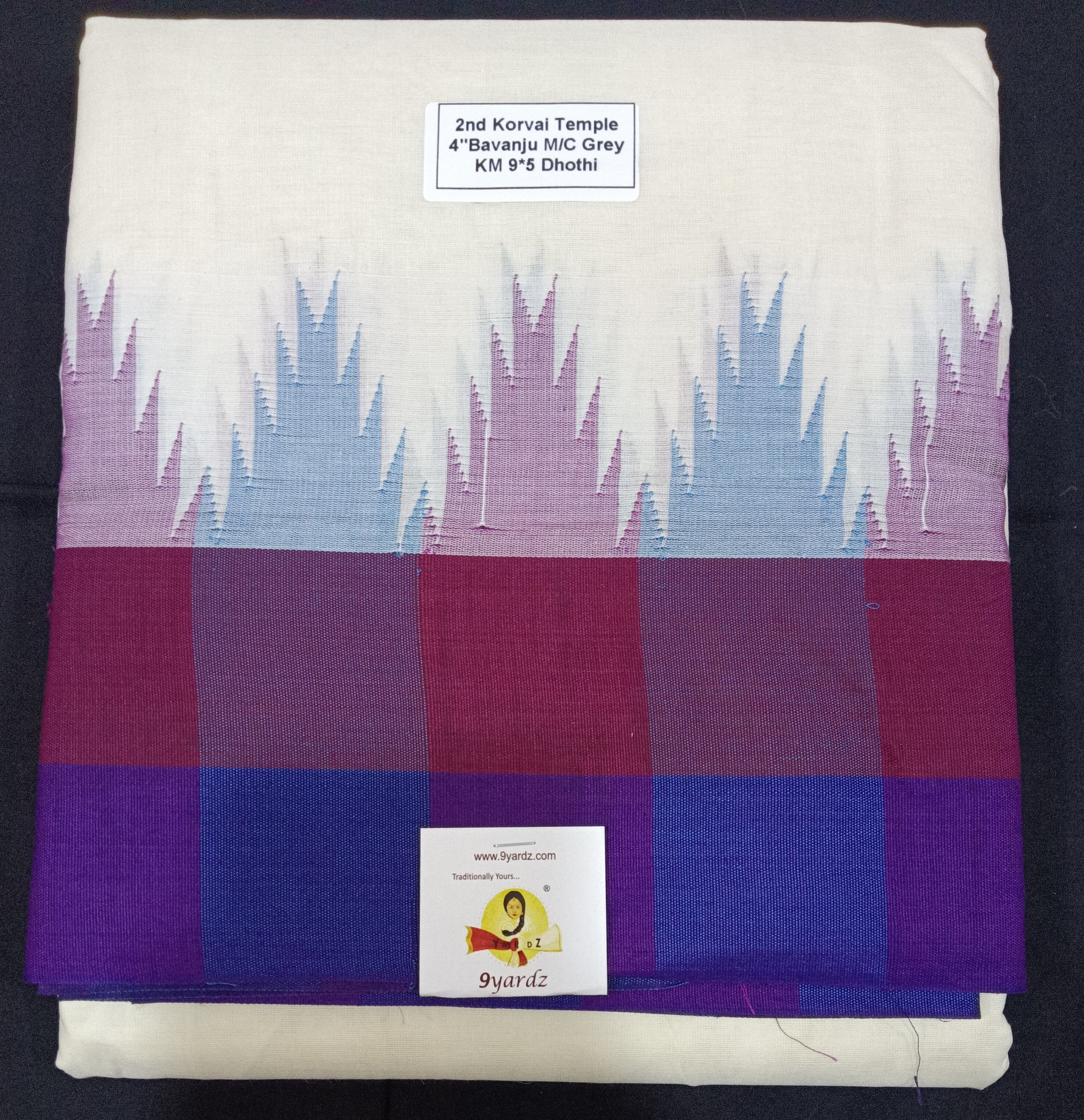 Pure cotton Muhurtham KM Temple dhoti 9*5