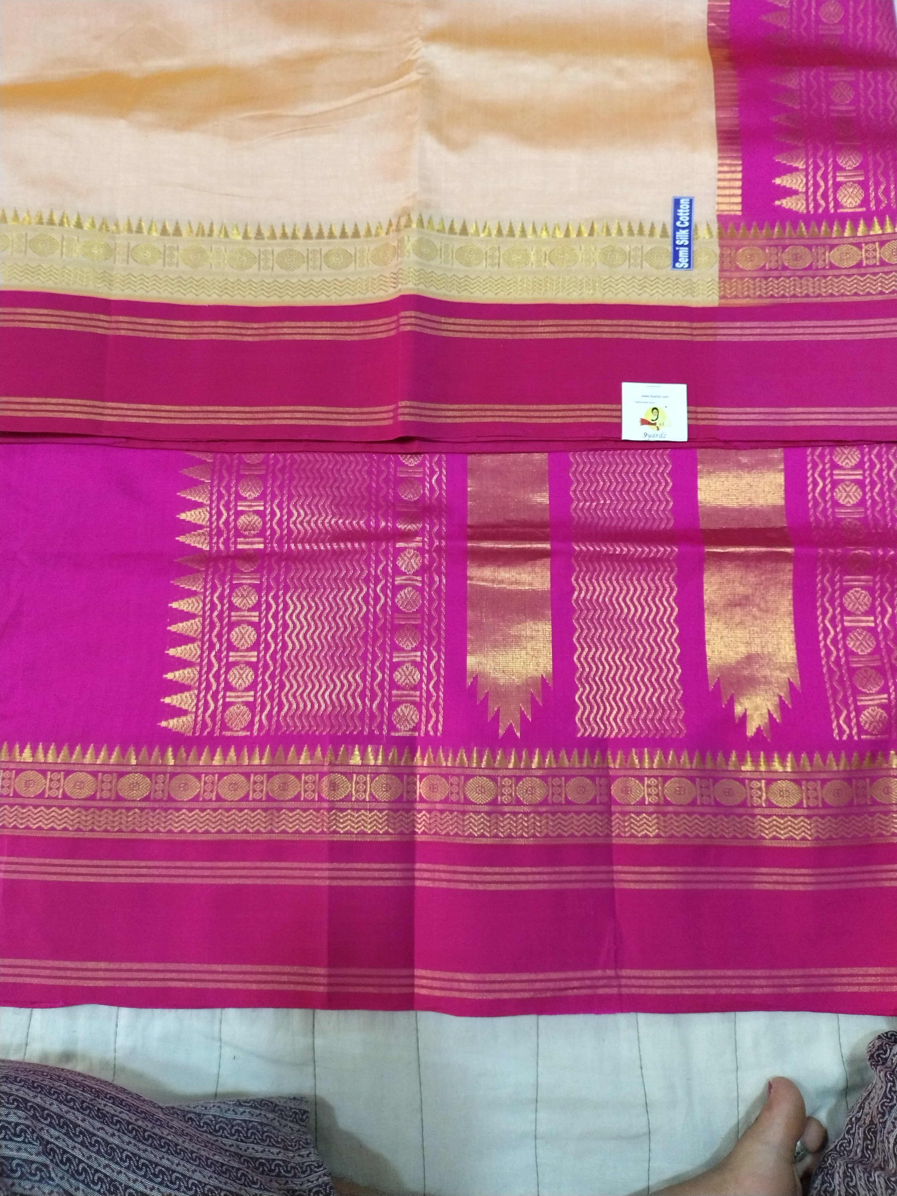 Semi silk Plain Korvai 6Yards