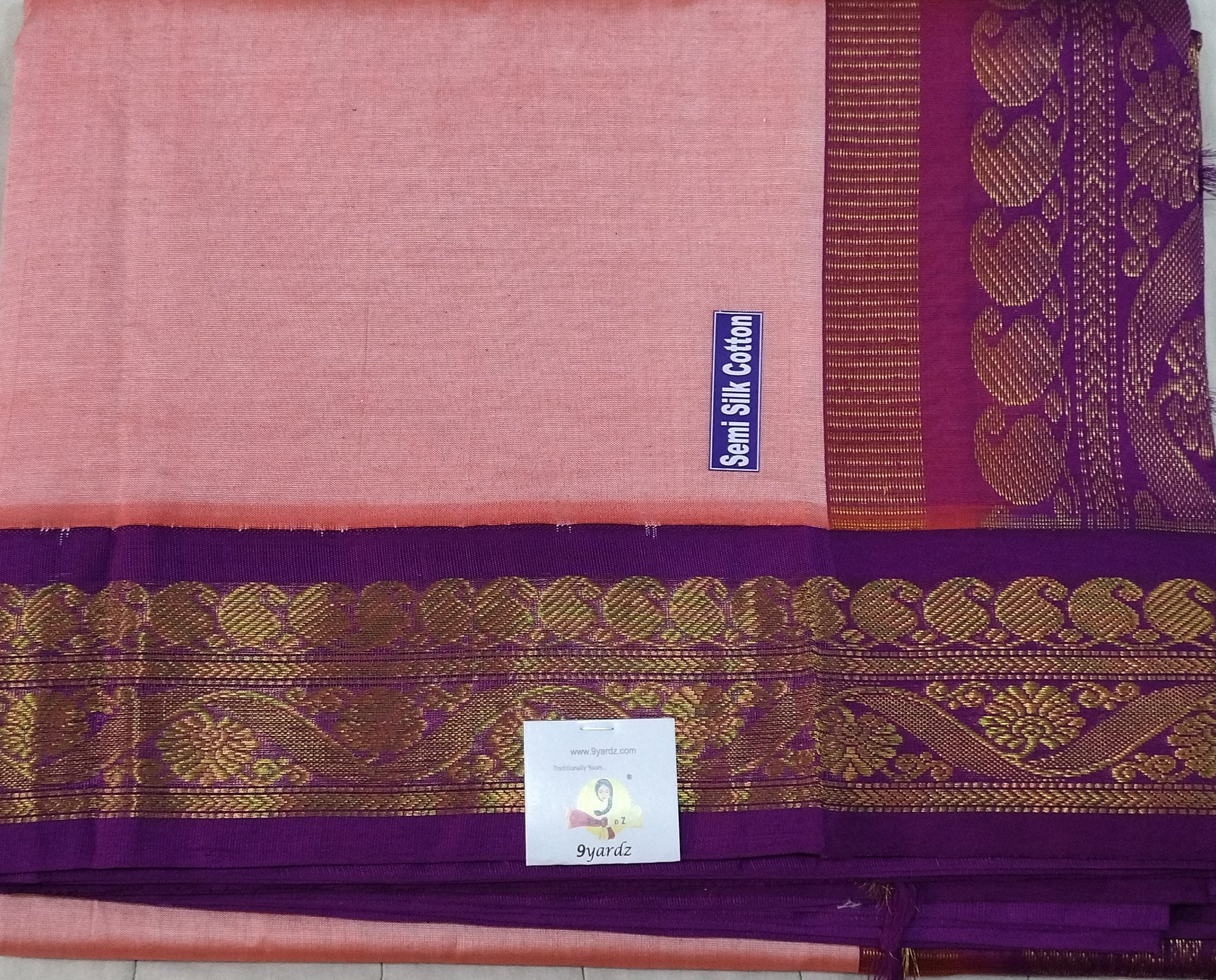 Semi silk Plain Korvai 6Yards