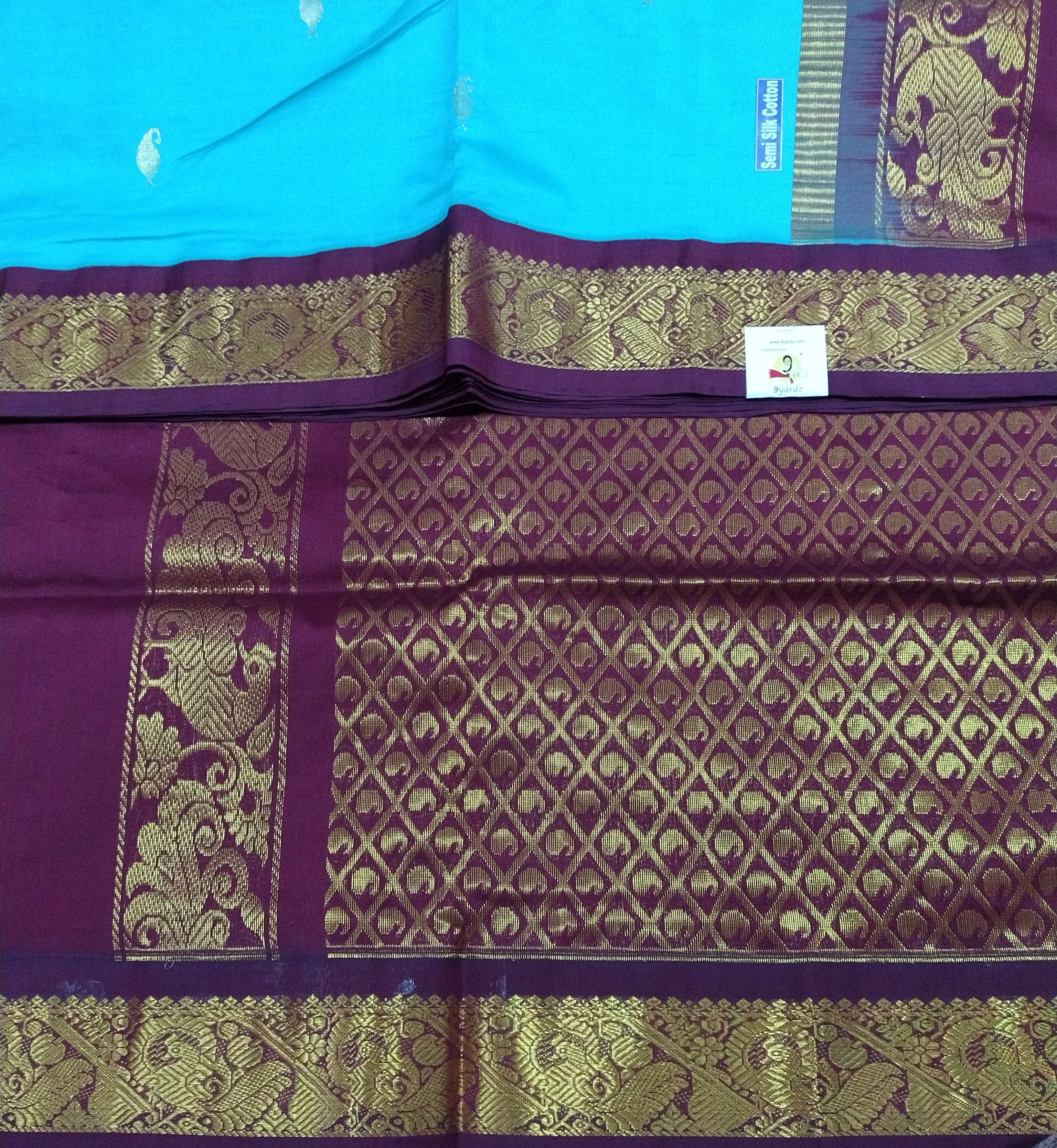 Semi silk Plain Korvai 6Yards