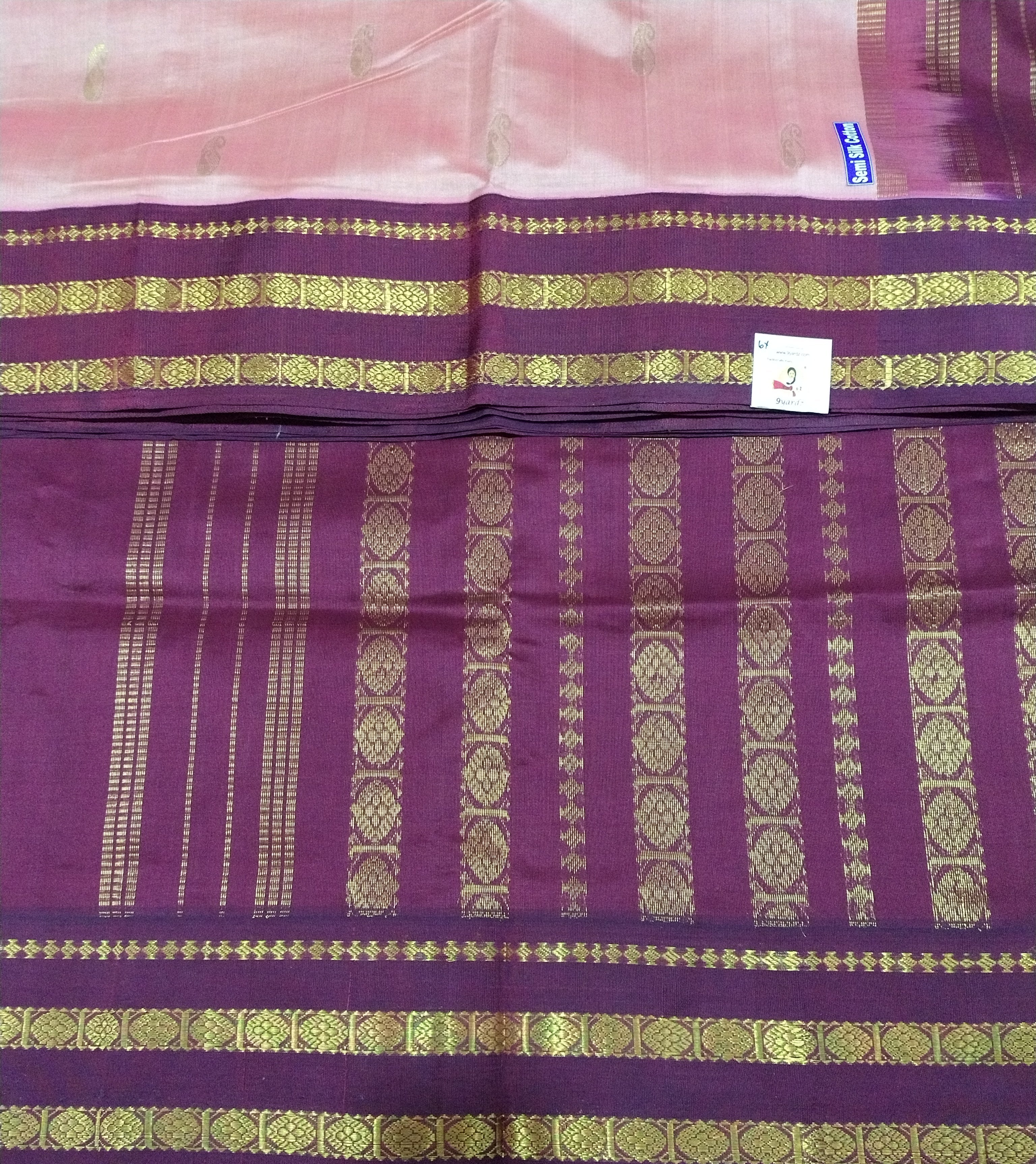 Semi silk Plain Korvai 6Yards