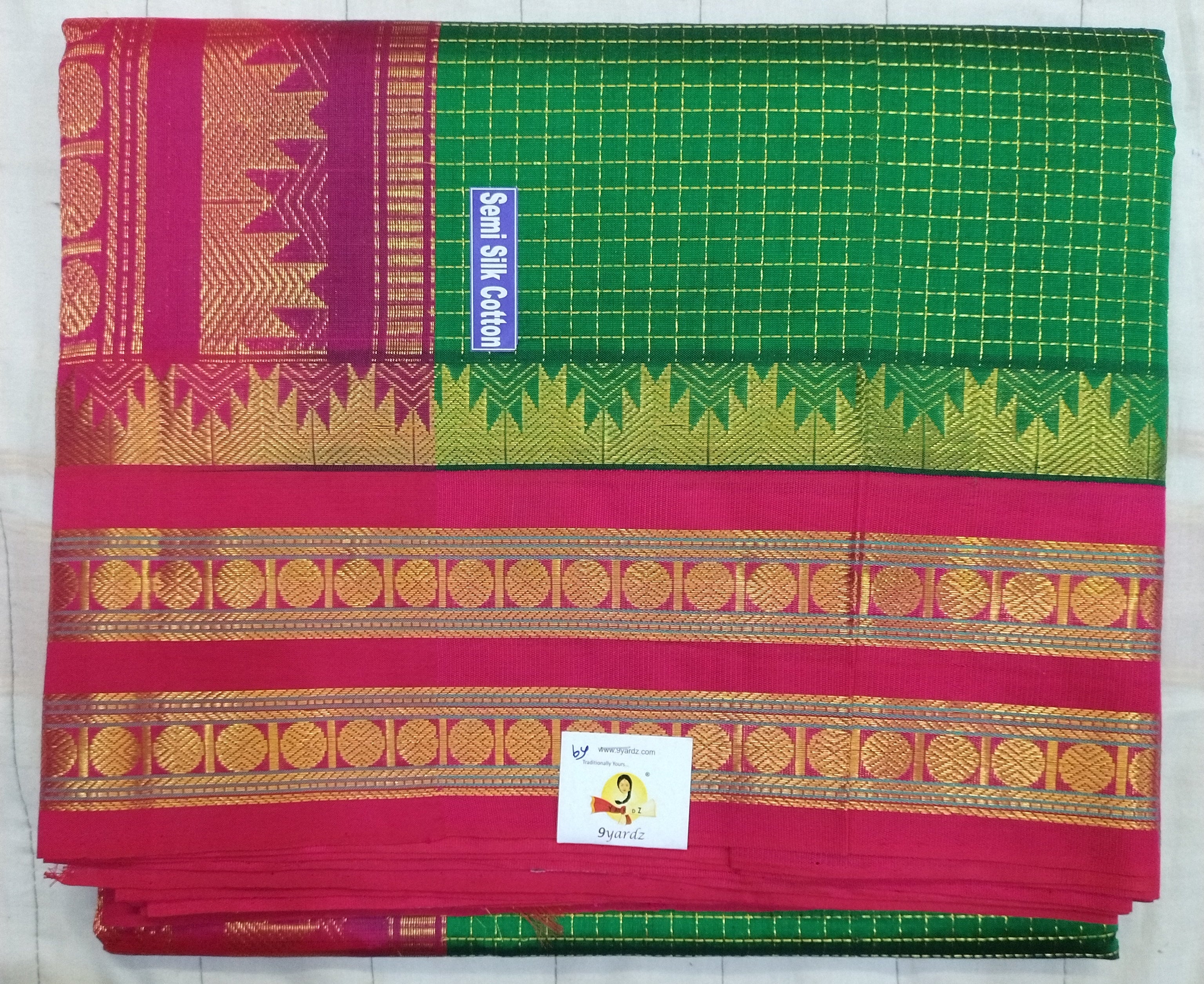 Semi silk Plain Korvai 6Yards