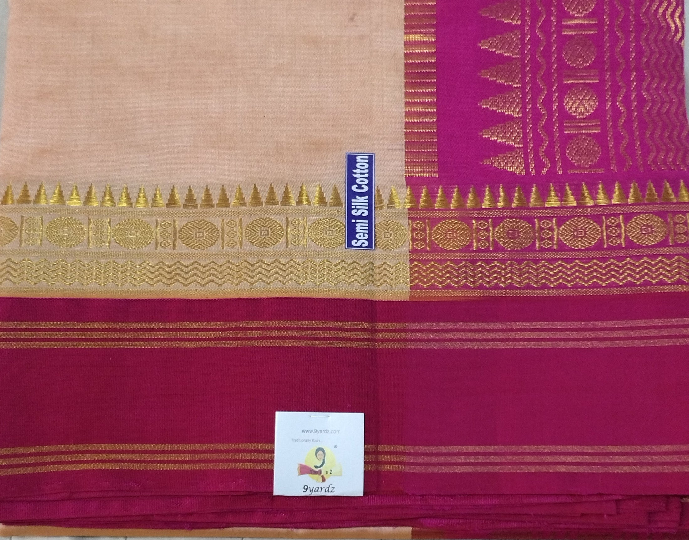 Semi silk Plain Korvai 6Yards