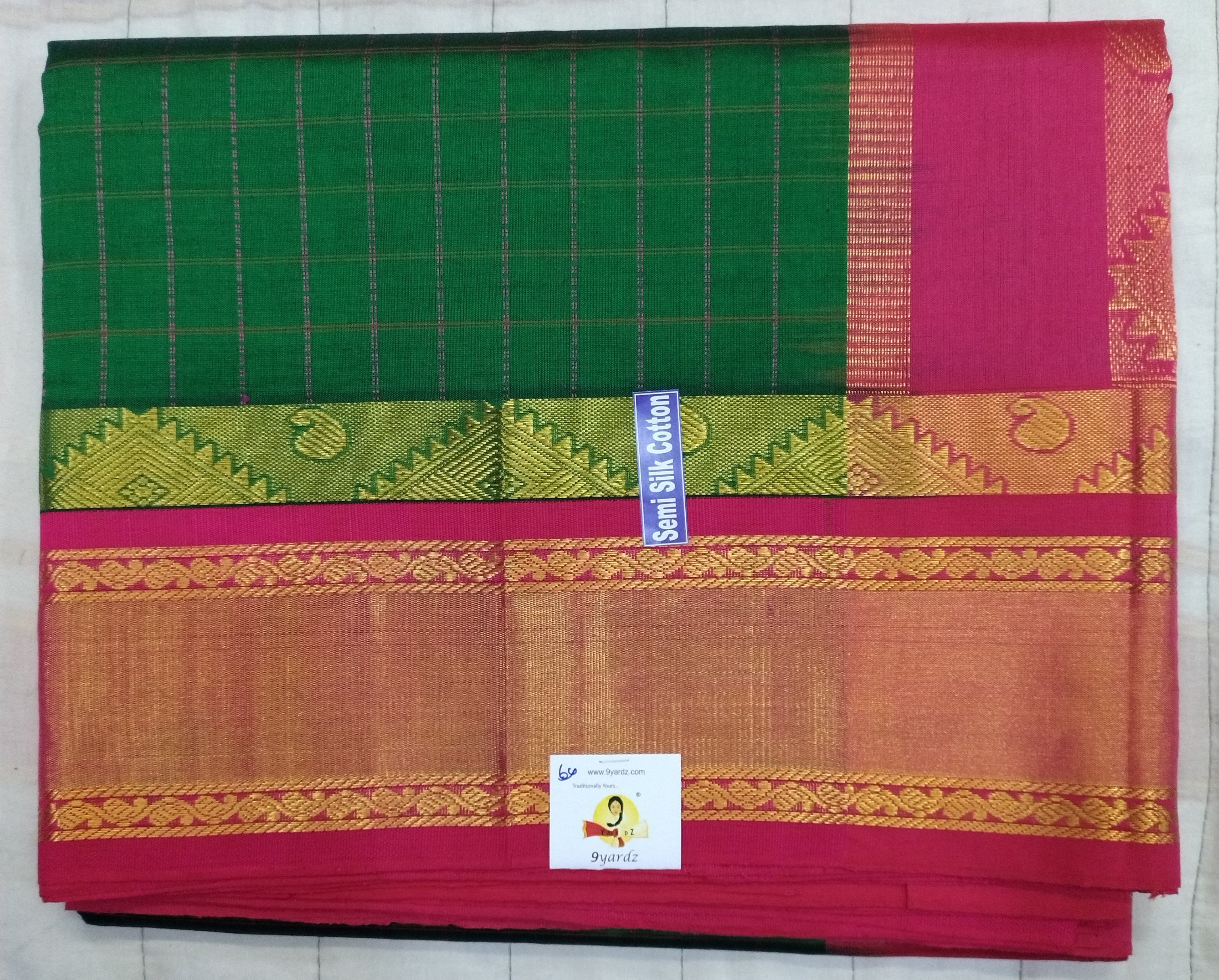 Semi silk Plain Korvai 6Yards