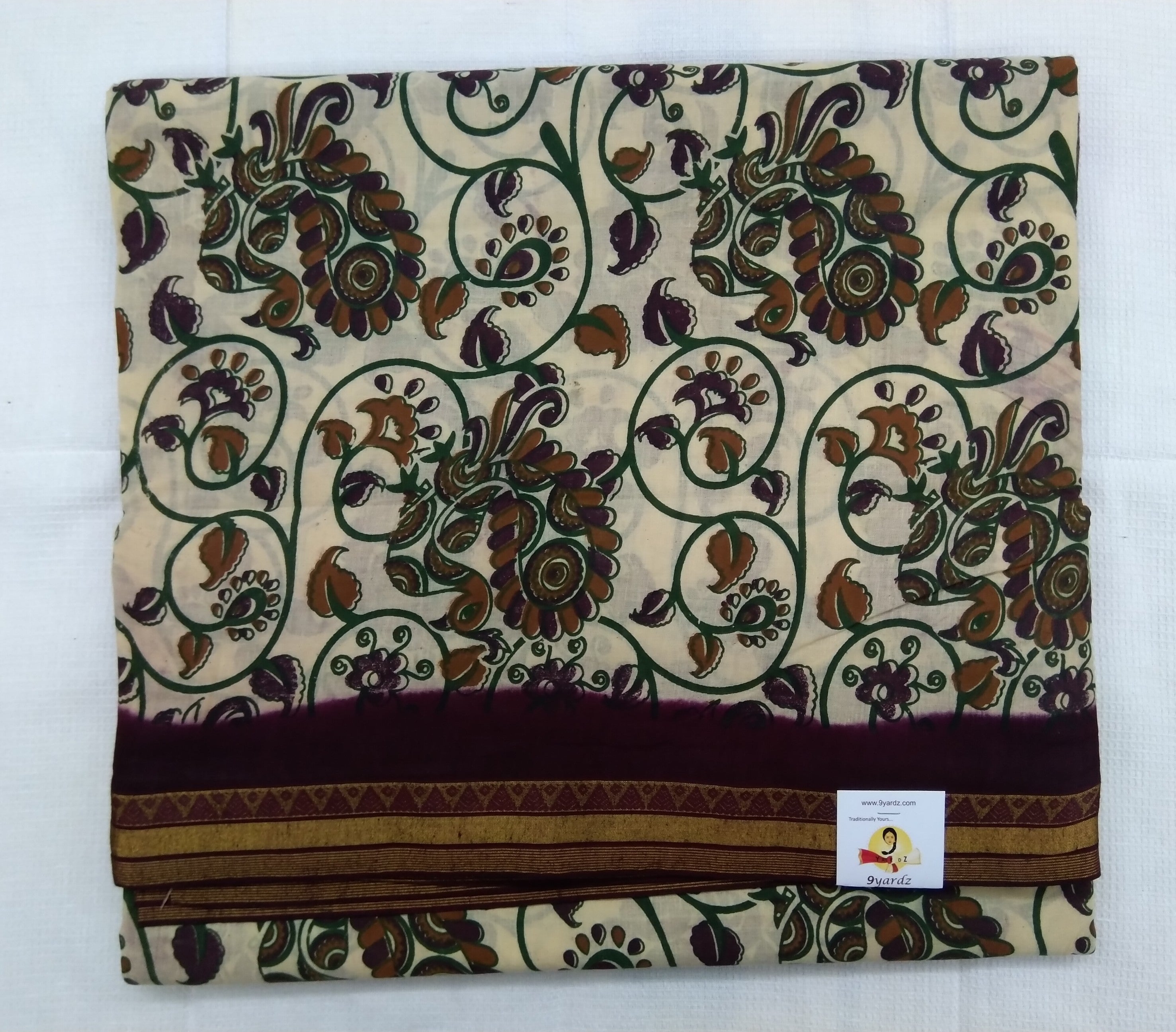 White based kalamkari 10.5 yardz
