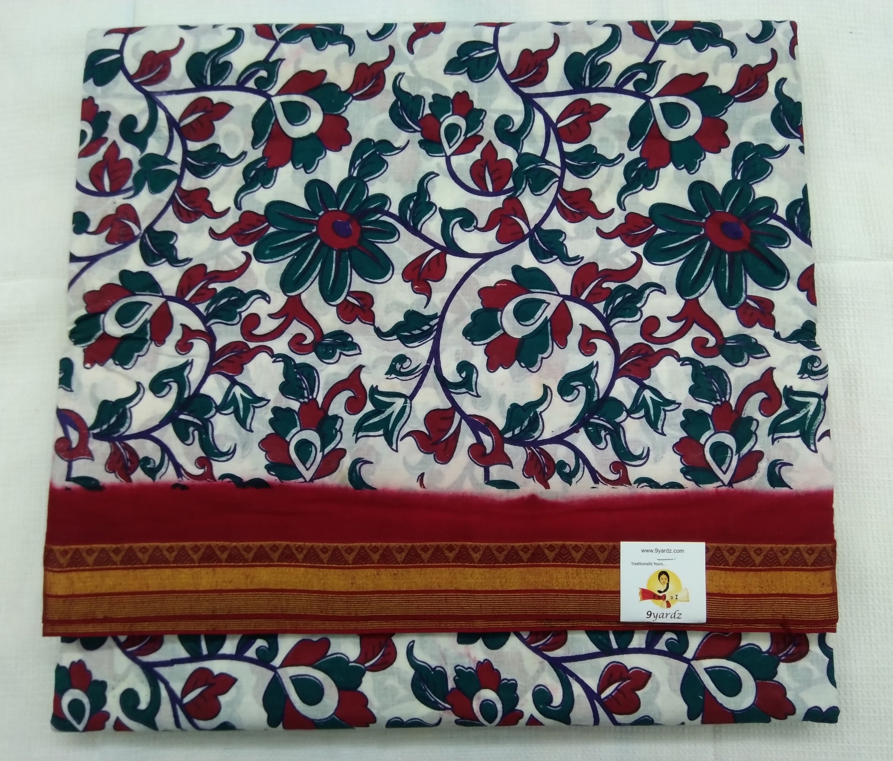 White based kalamkari 10.5 yardz