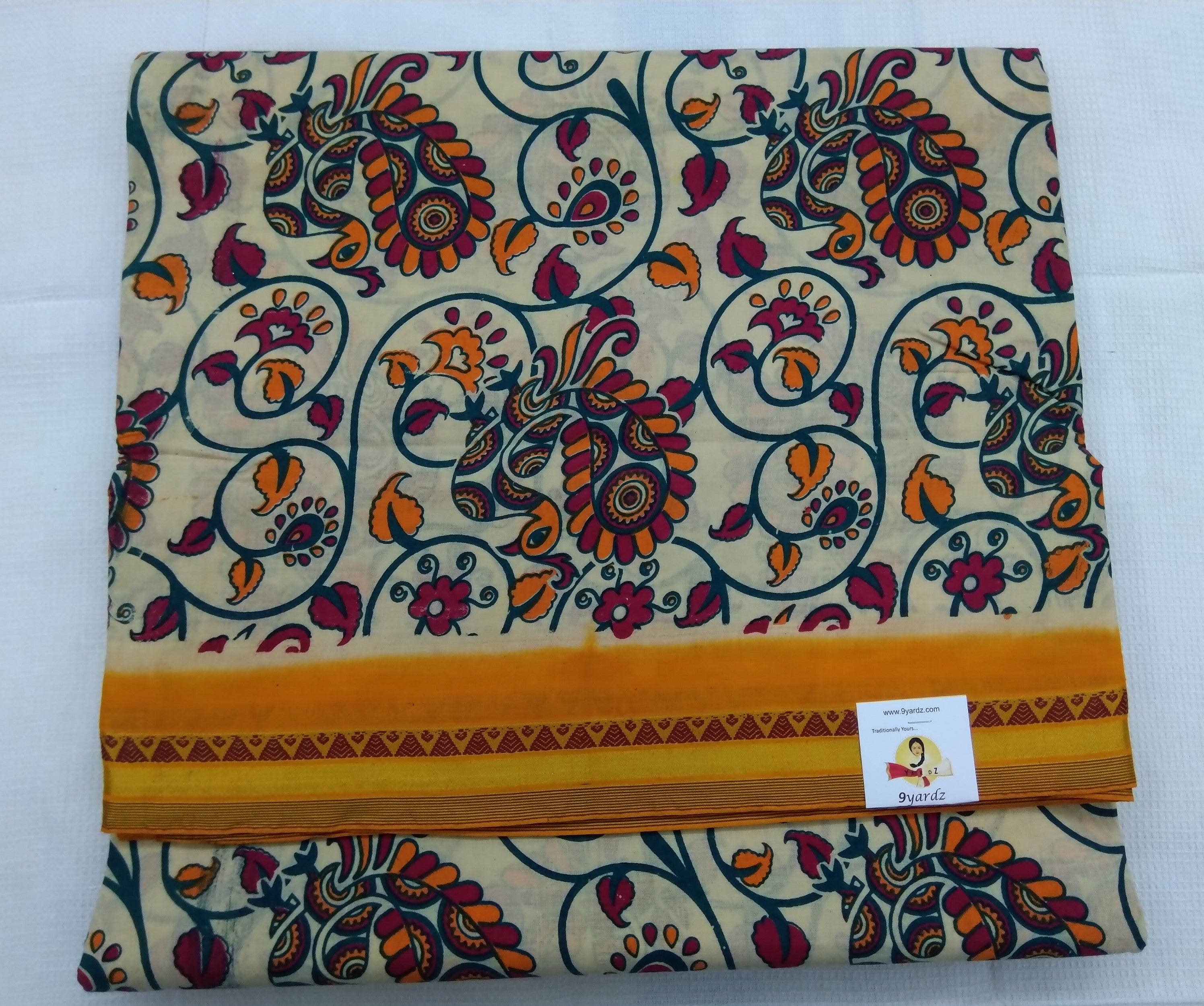 off white based kalamkari - 10.5 yardz