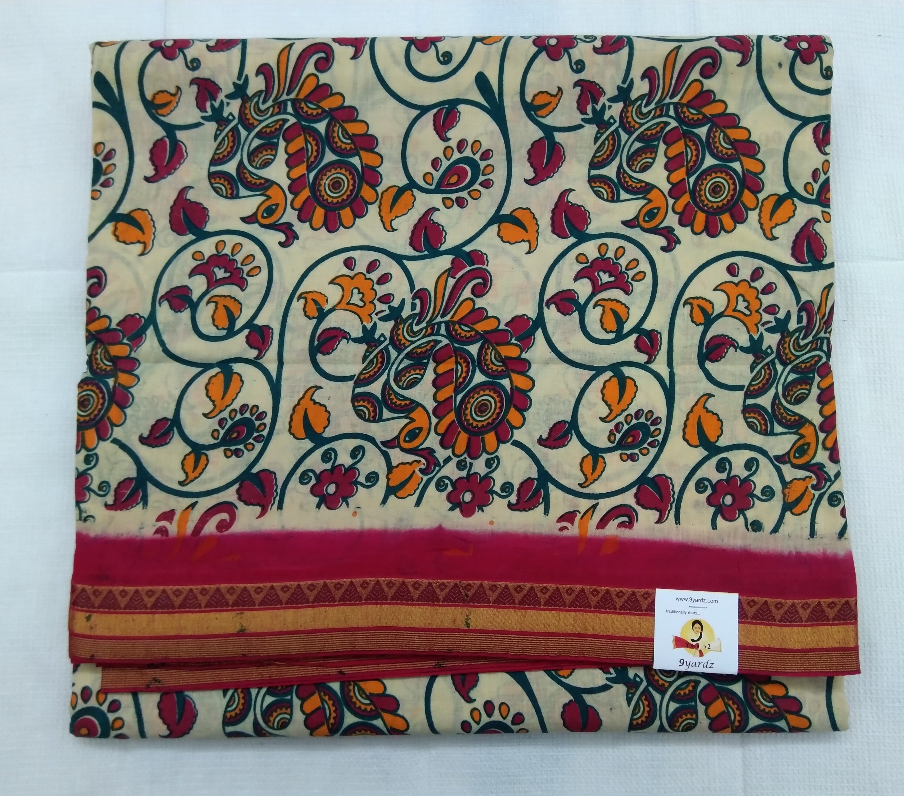 off white based kalamkari - 10.5 yardz