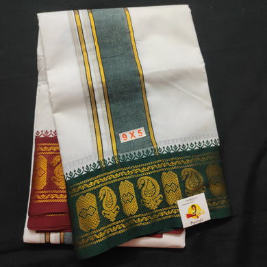 Cotton Dhothi jacquard border 9*5