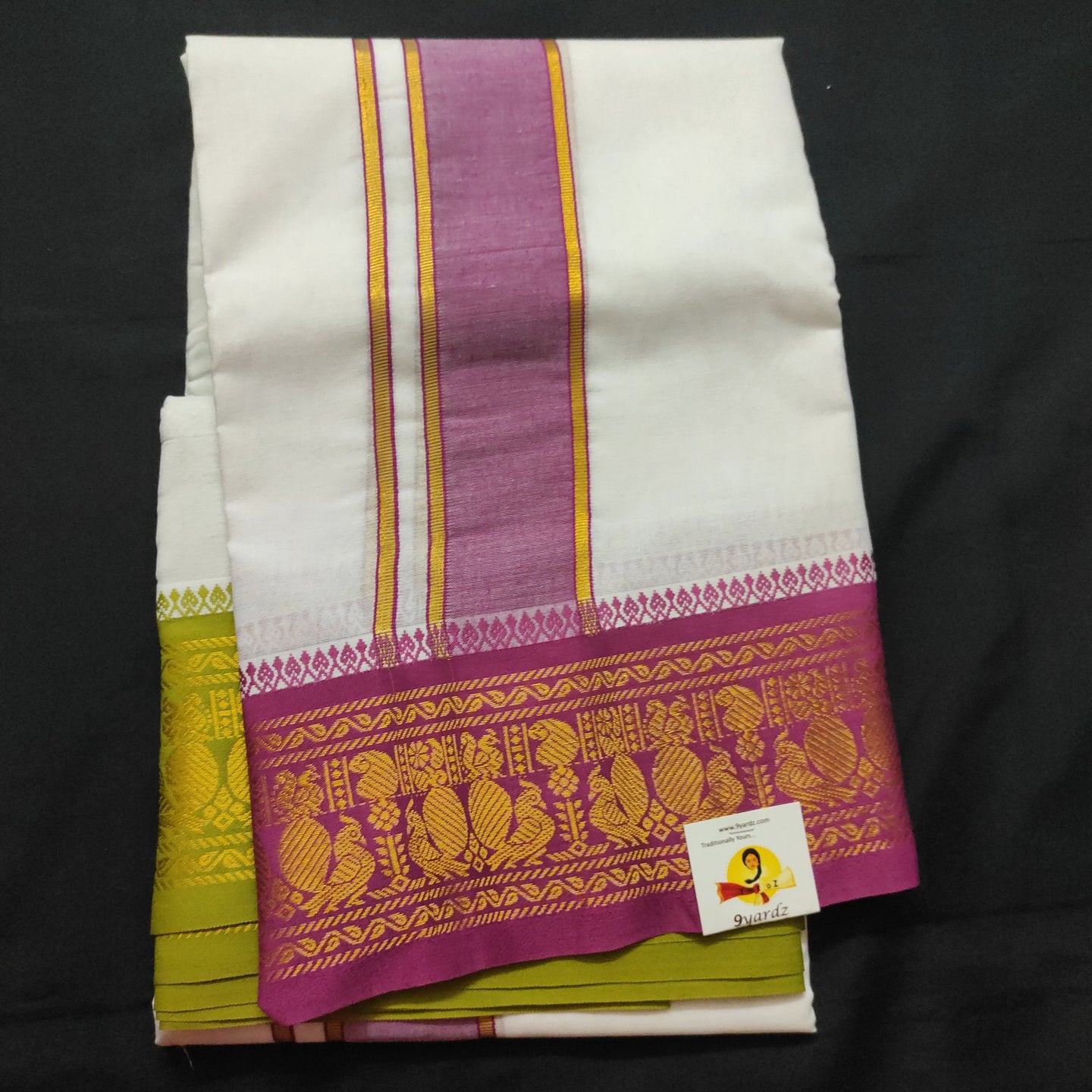 Cotton Dhothi jacquard border 9*5