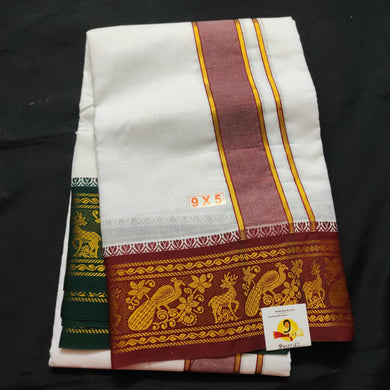 Cotton Dhothi jacquard border 9*5