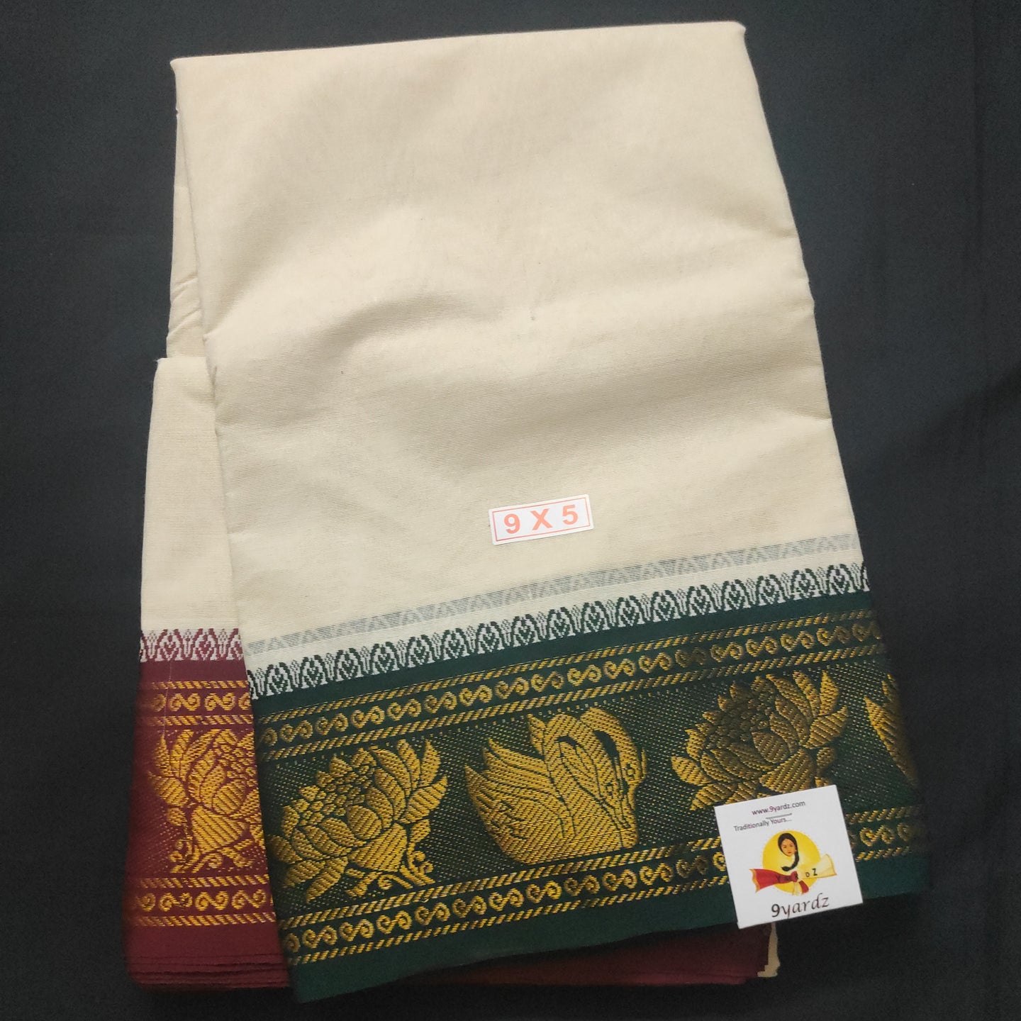 Cotton Dhothi jacquard border 9*5