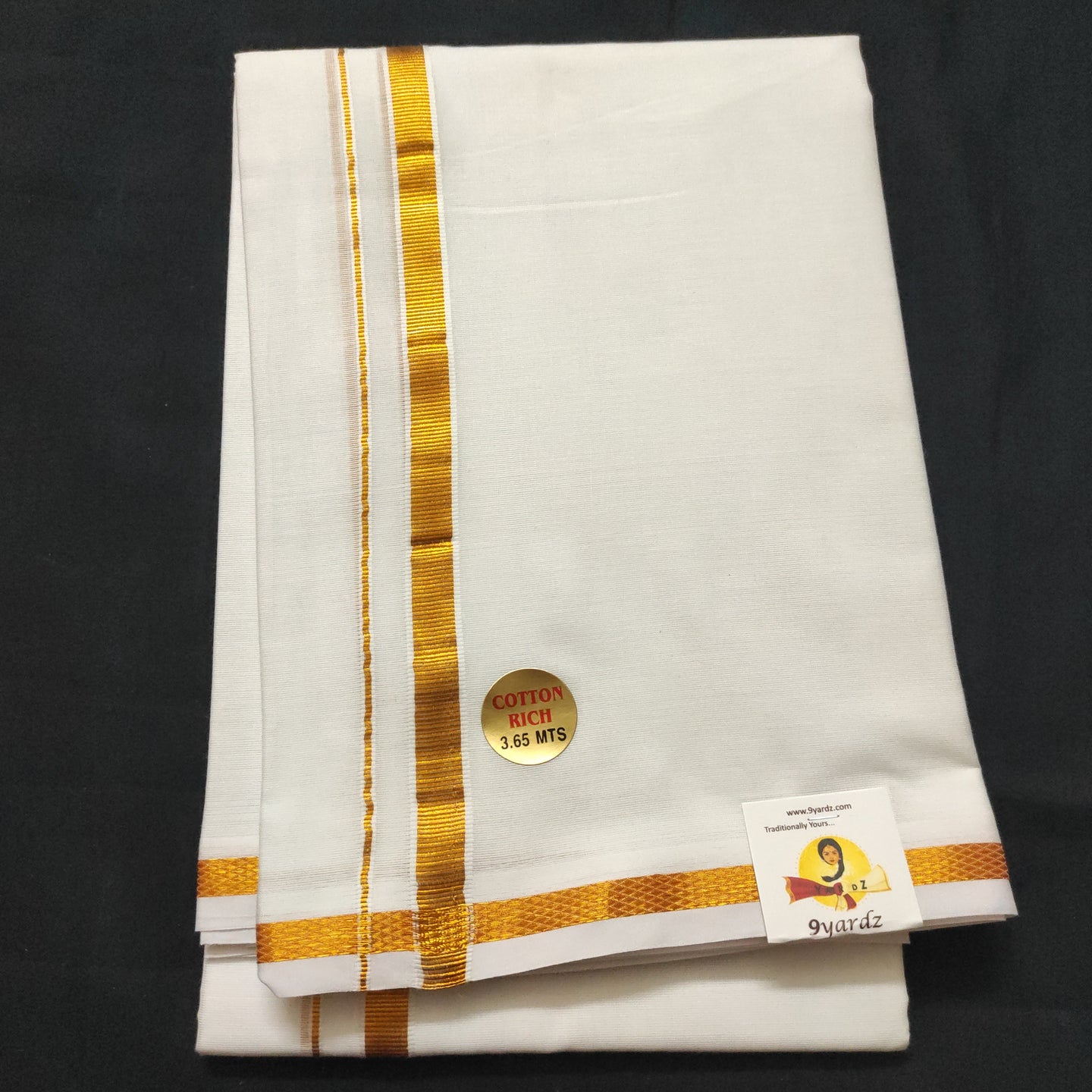 Fine Cotton Zari border Dhothi 8 muzam