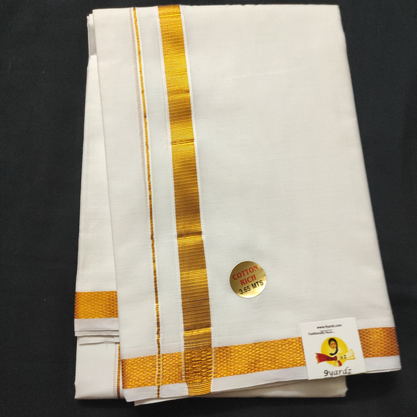 Fine Cotton Zari border Dhothi 8 muzam