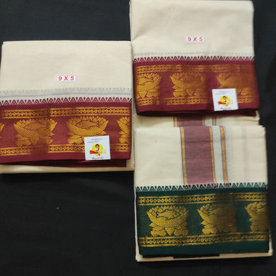 Cotton Dhothi jacquard border 9*5