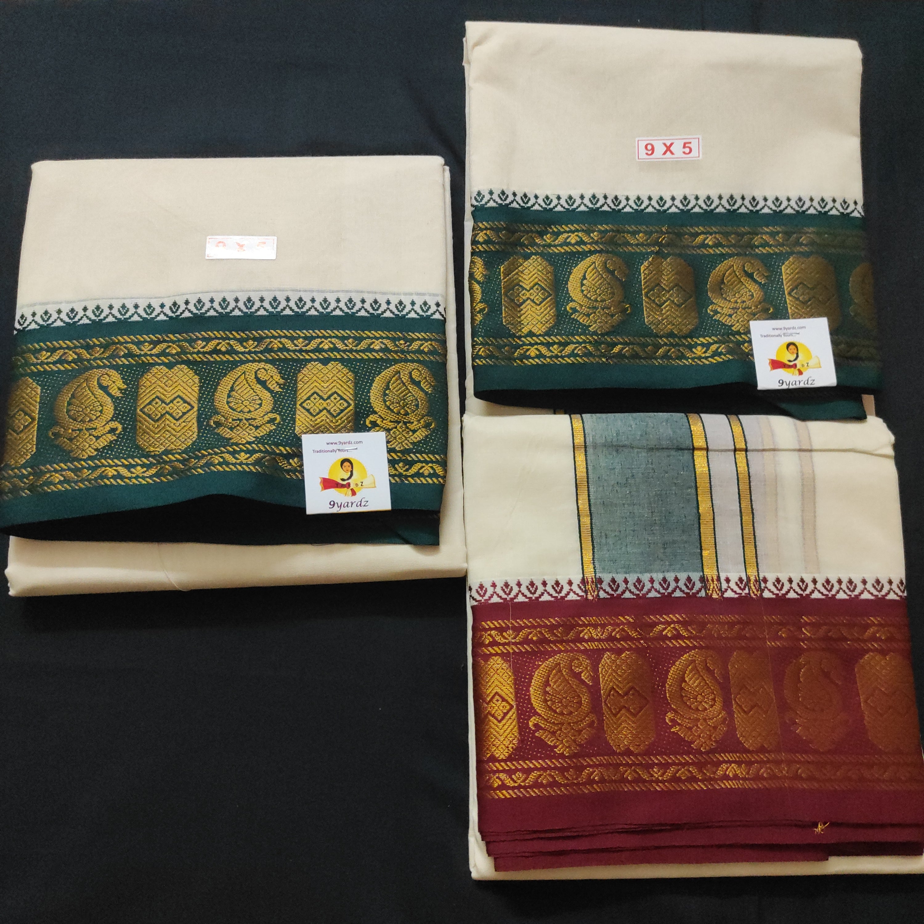 Cotton Dhothi jacquard border 9*5