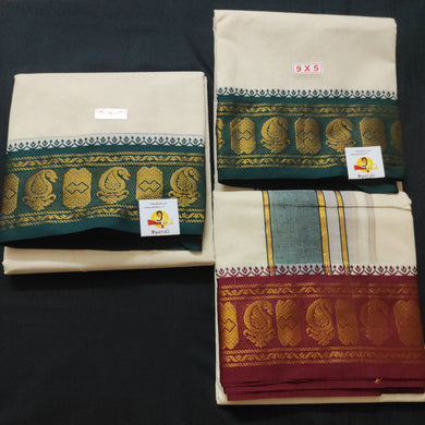 Cotton Dhothi jacquard border 9*5