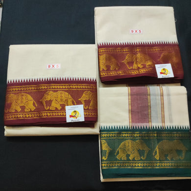 Cotton Dhothi jacquard border 9*5