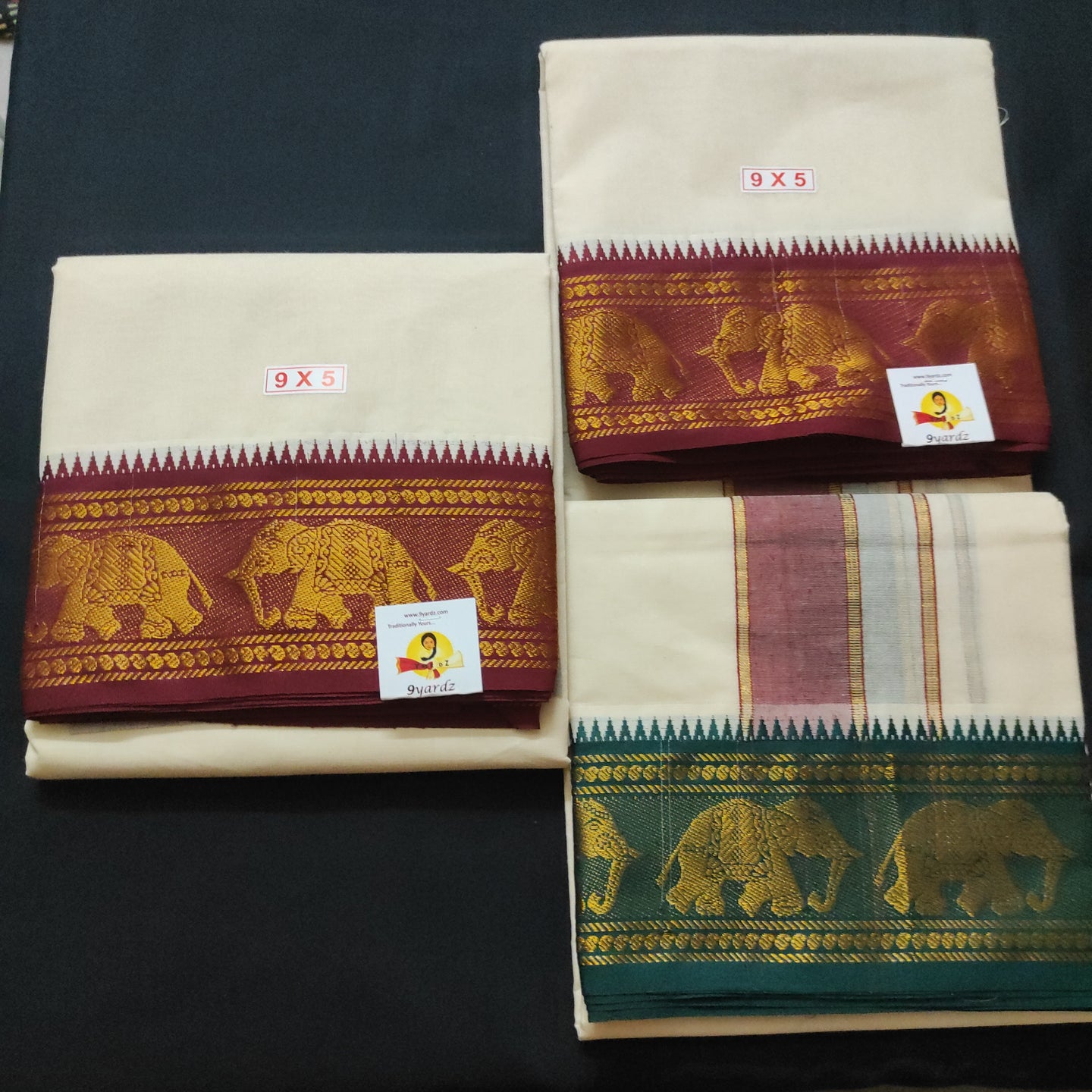 Cotton Dhothi jacquard border 9*5