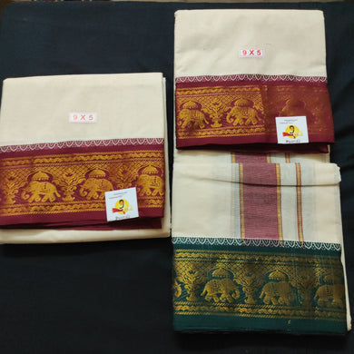 Cotton Dhothi jacquard border 9*5