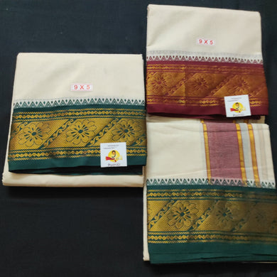 Cotton Dhothi jacquard border 9*5