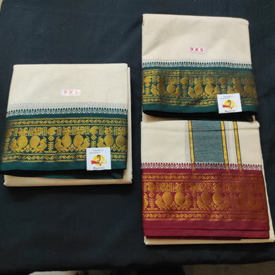 Cotton Dhothi jacquard border 9*5