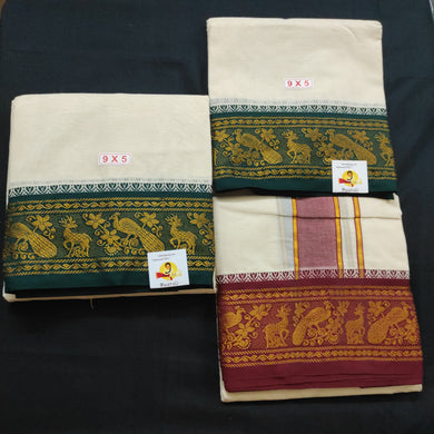 Cotton Dhothi jacquard border 9*5