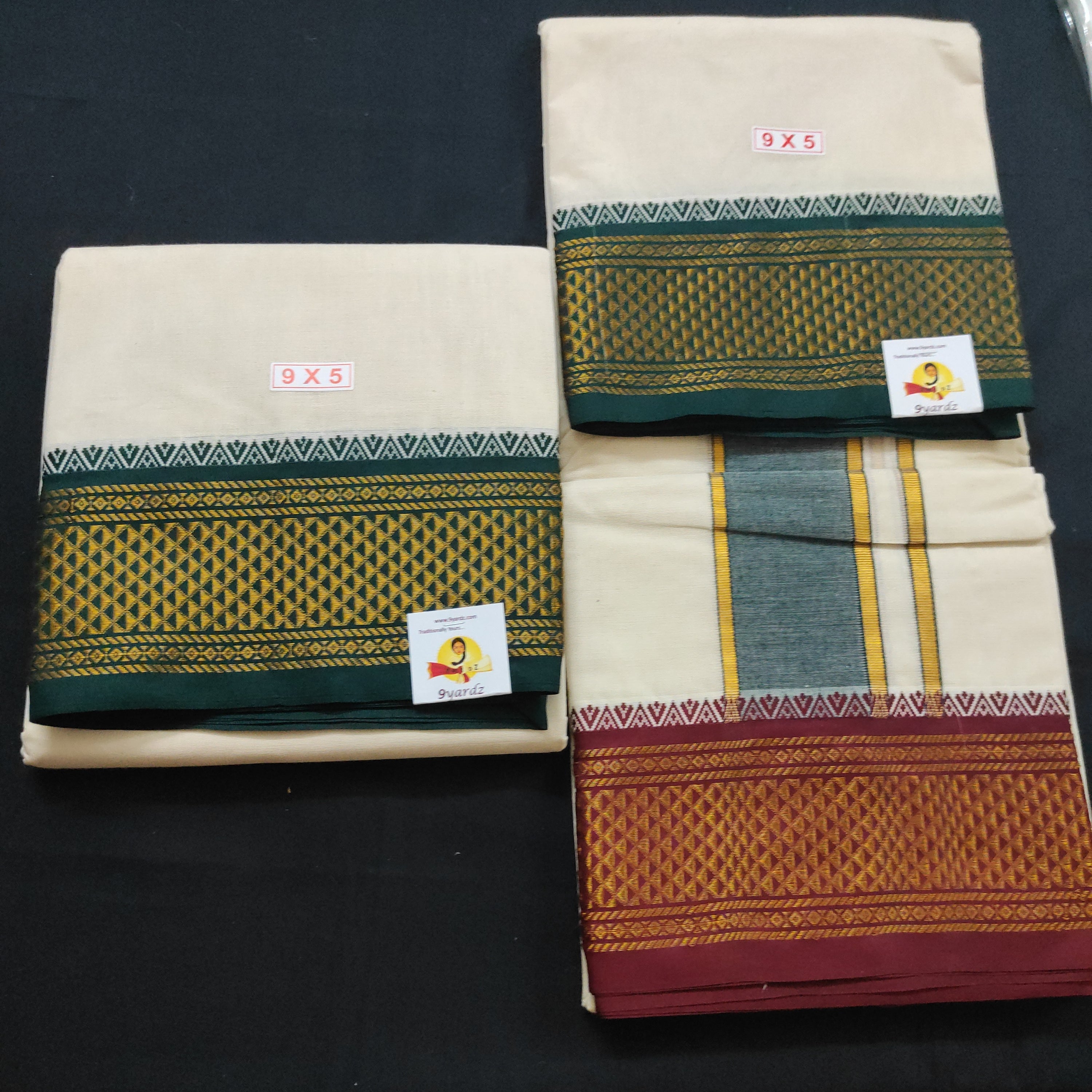 Cotton Dhothi jacquard border 9*5