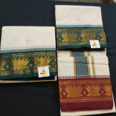 Cotton Dhothi jacquard border 9*5