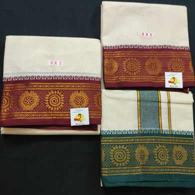 Cotton Dhothi jacquard border 9*5